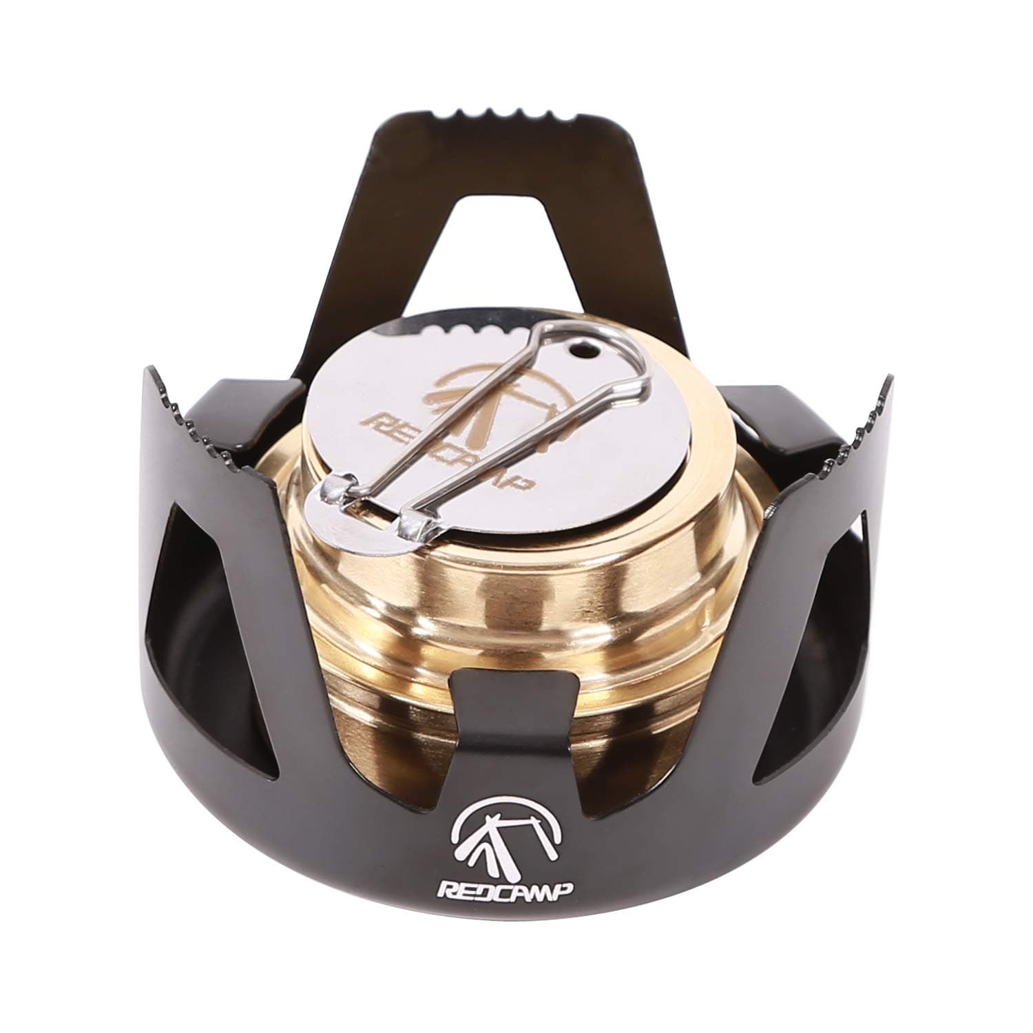 Mini Spirit Burner - Brass Alcohol Stove with Adjustable Flame & Wind Shield, Ultralight Portable Camping Stove for BBQ, Backpacking, Hiking, Outdoor Cooking and Picnic (Black)