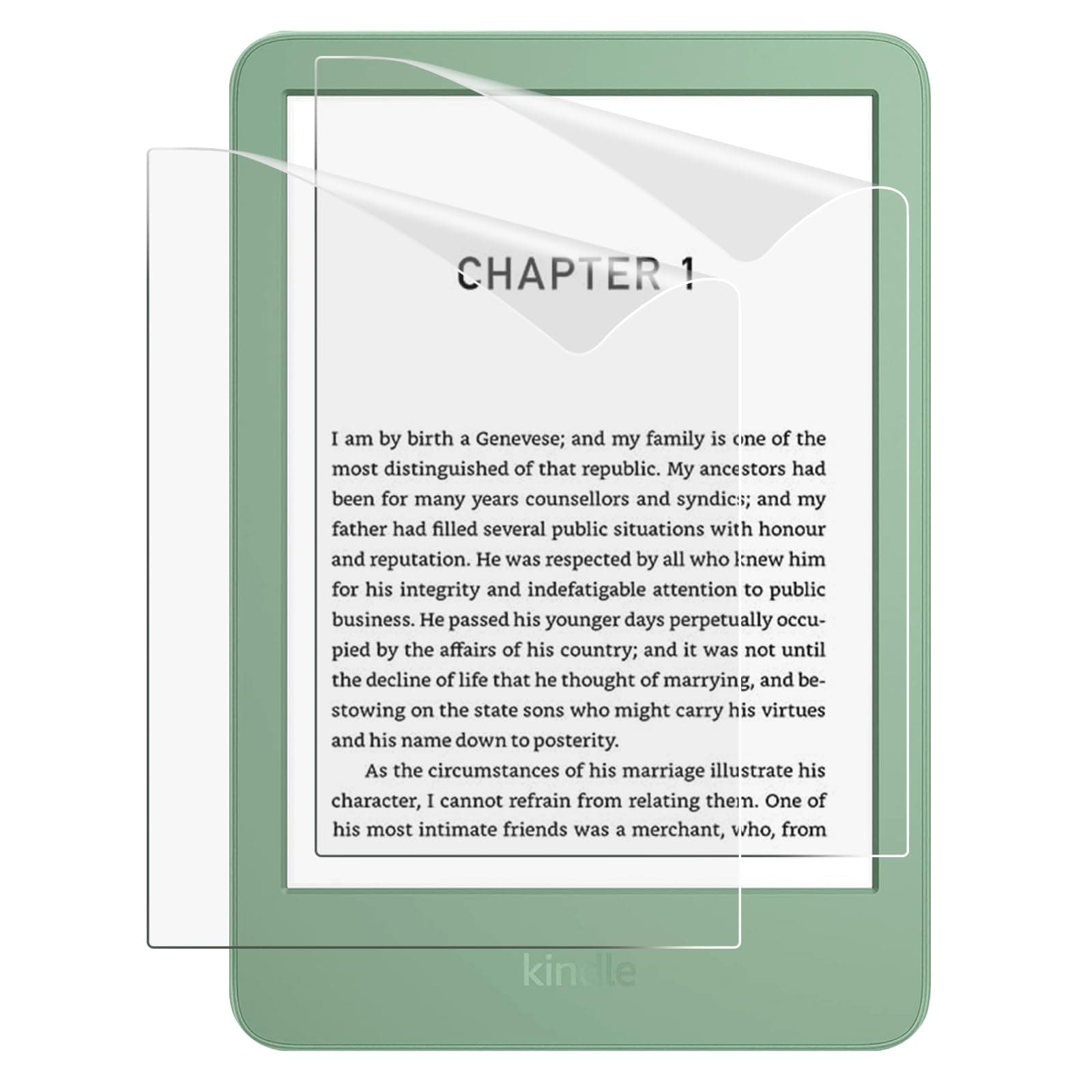 2 Pack Antiglare Screen Protector for 6" All-New Kindle Basic Kindle 11th Generation 2024/2022, Kobo Clara BW, Clara Color, Full Coverage Premium PET Protective Film Matte Screen Protector Matcha