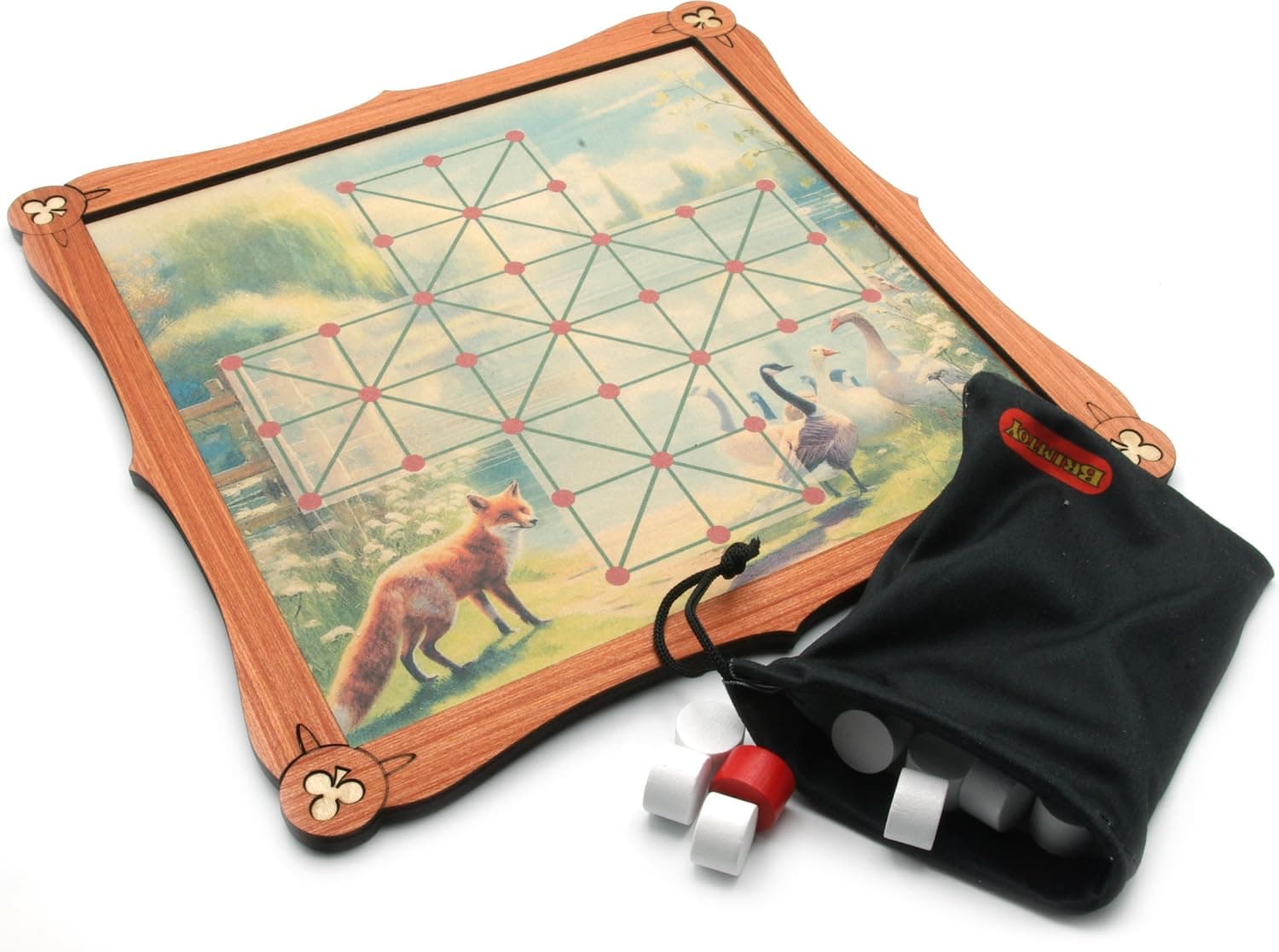 Fox & Geese traditional wooden board game