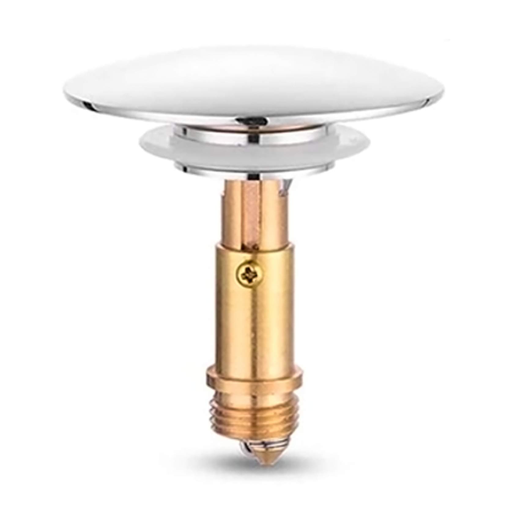 Pop Up Click Clack Sprung Plug Stopper,Bathroom Basin Sink Drain Plug Stopper,Waste Push Button Brass Slotted Plug for Washbasin Bathroom 1pcs