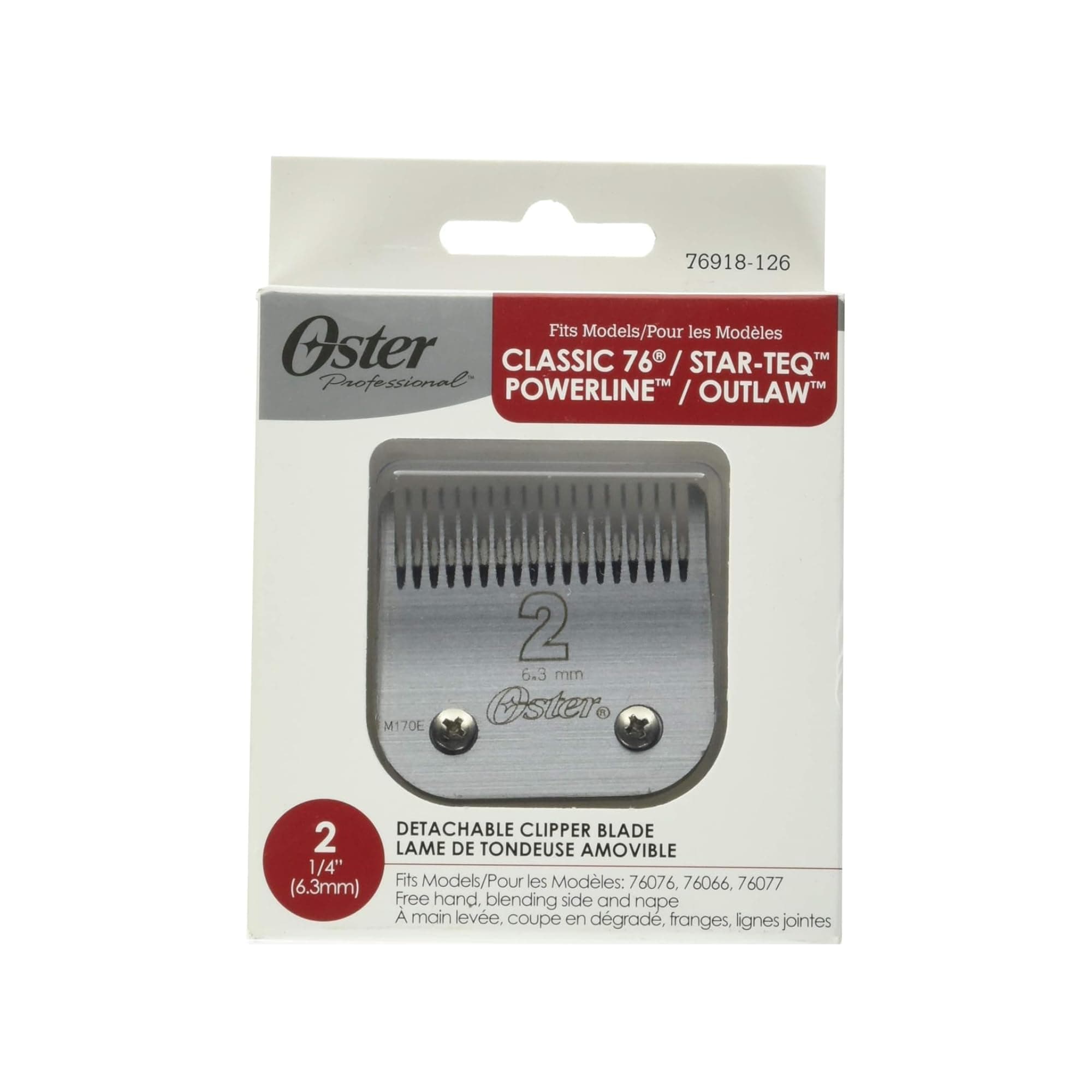 Oster Professional 76918-126 Replacement Blade, Classic 76/Star-Teq/Power-Teq Clippers, Size #2, 1/4" (6.3 mm)