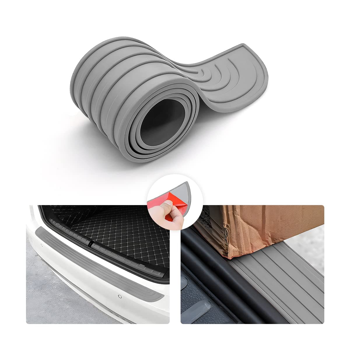 Car Rear Bumper Protector Guard, Anti-Scratch Abrasion Rubber Trunk Door Entry Sill Guard, Non-Slip Vehicle Trim Cover Protection Strip, Car Accessories for Most Cars and SUV (Gray/35.4"x2.7")