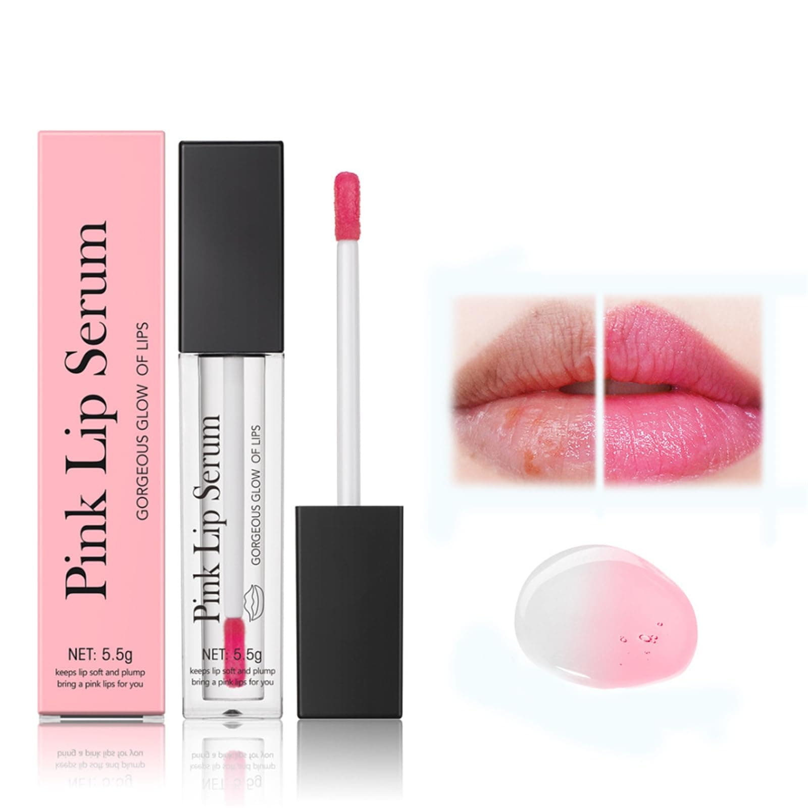 Pink Lip Serum Plump, Color Changing Lip Gloss Magic, Hydrating Lip Glow Oil Plumping Gloss Tinted Lip Balm Lip Care, Lip Plumper Transparent Lip Serum, Hydrating Moisturizing, Nourishing Glossy (1)