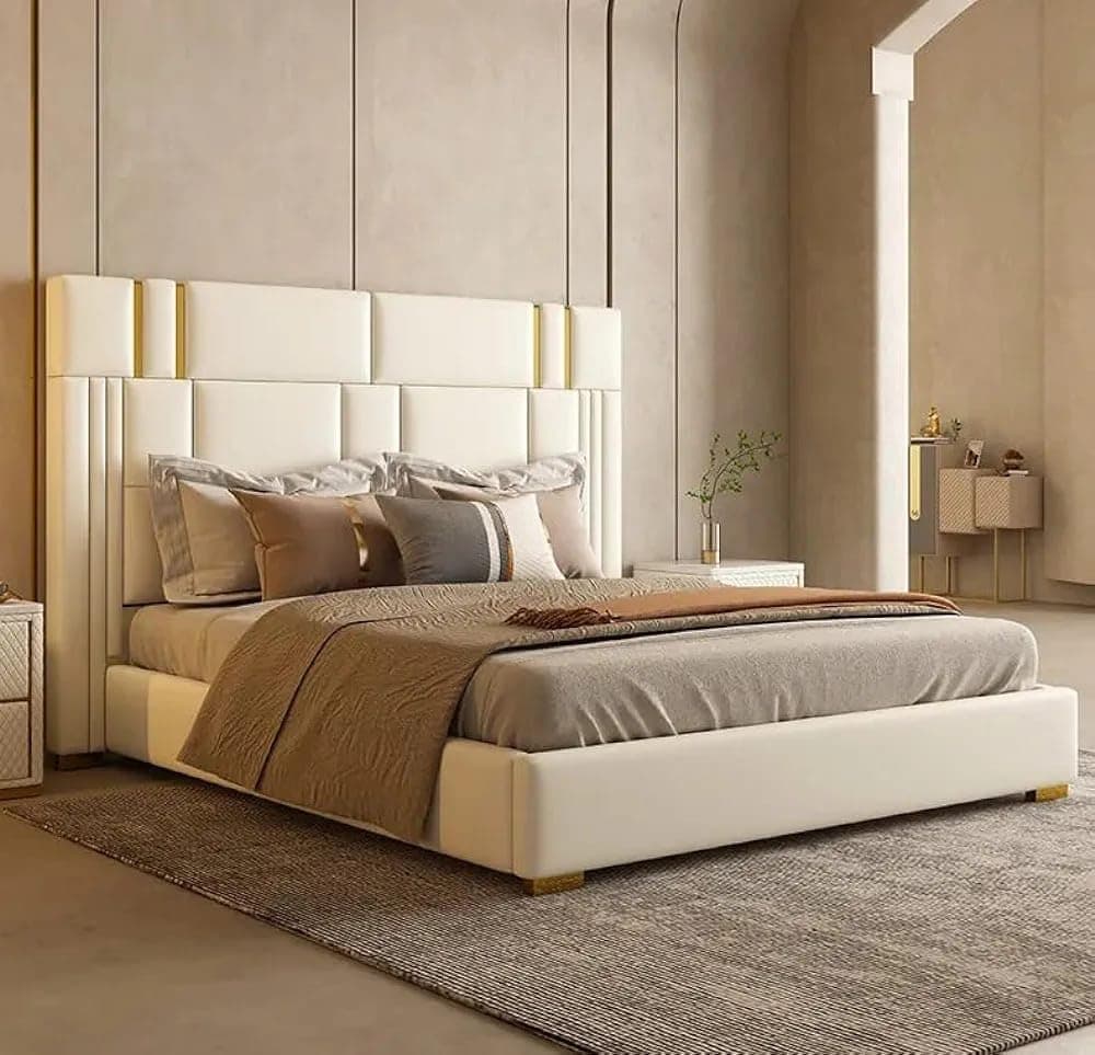 ComfynestFactory Direct Size Bed Head Optional Green White Metal Feet Bedroom Double Bed Simple Light Luxury Designer Furniture 180cmX200cm