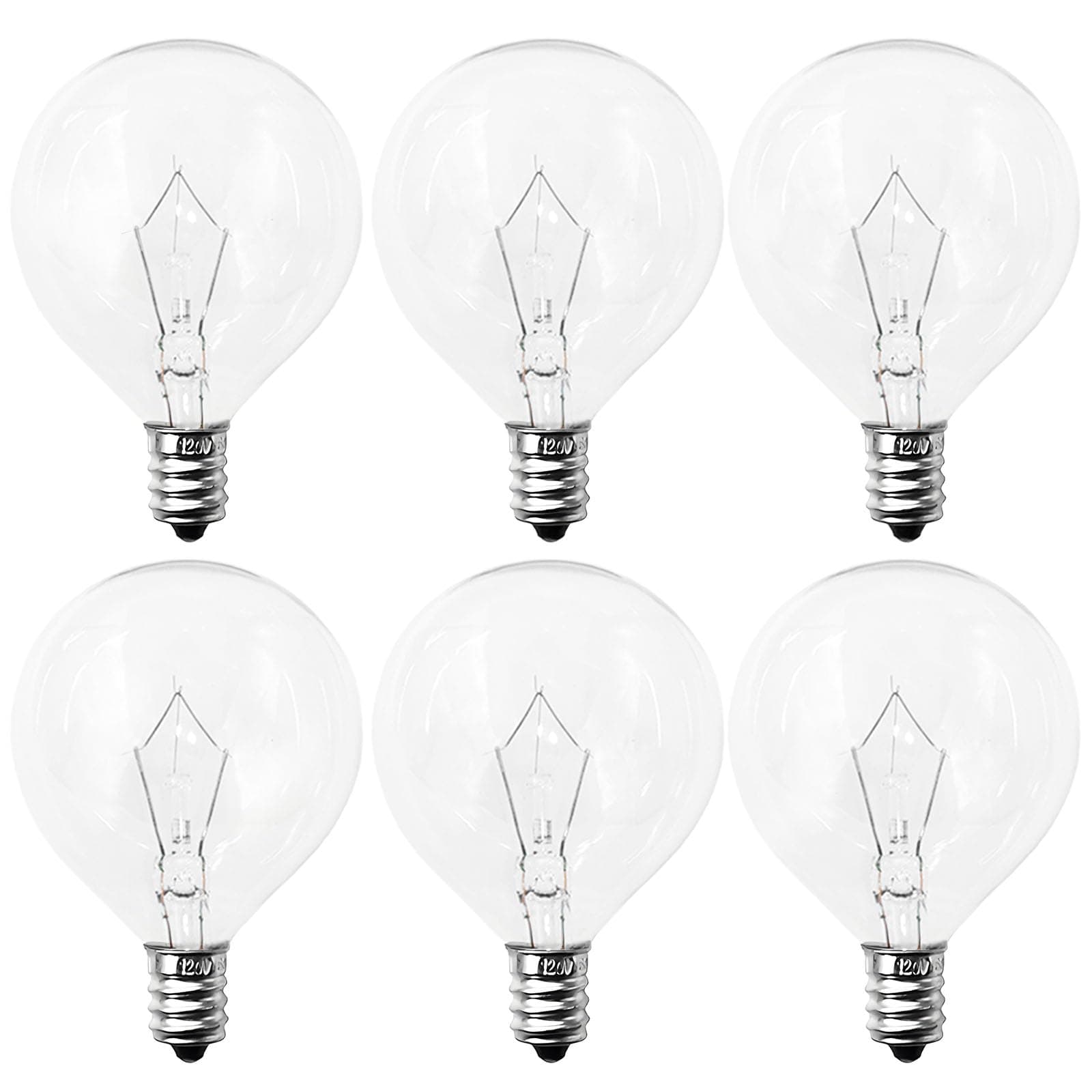 40 Watt E12 Candelabra Base Round Bulbs,G50 Light Bulbs for Full Size Scentsy Warmer,Chandelier,Decorative Vanity Lights,Ceiling Fans Lights,120V Dimmable Globe G16 1/2 Bulb,2700K Warm White,6 Pack