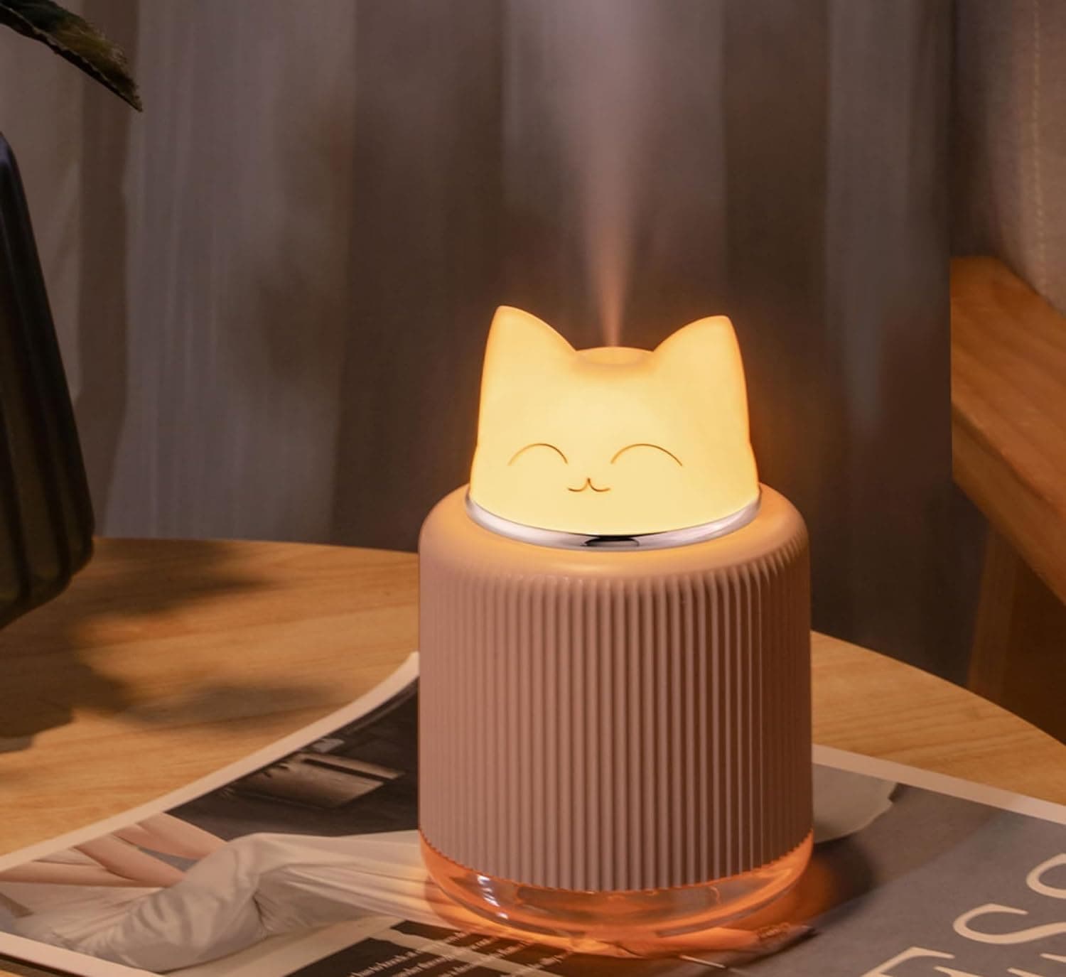 Excefore Humidifiers with Night Light for Bedroom 300ML, Mini Portable USB Charging Ultrasonic Humidifier for Baby, Plants, Auto Humidity, Cool Light+ Warm Light, BPA Free, Auto Shut Off, Easy Clean