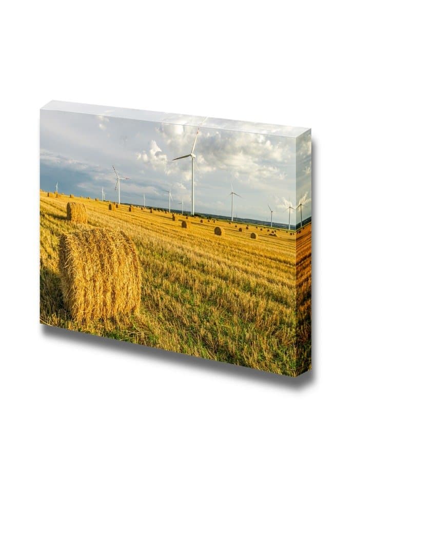 Canvas Prints Wall Art - Windmill on The Field in Summer | Modern Wall Decor/Home Art Stretched Gallery Canvas Wraps Giclee Print & Ready to Hang - 12" x 18"