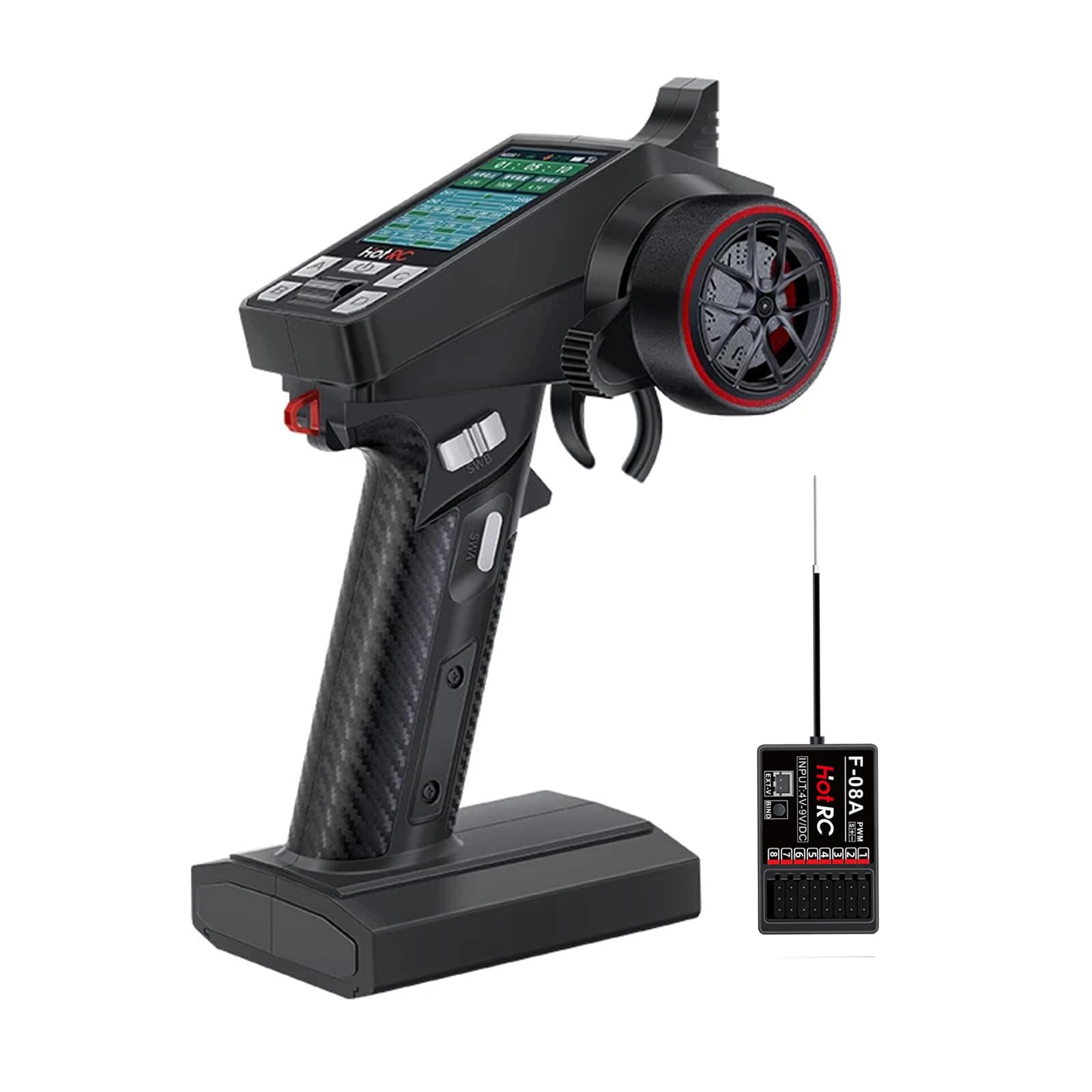 HOTRC CT-8A RC Transmitter and Receiver 8 Channel 2.4ghz Hand Controlled RC Car Boat Tanks Remote Controller Long Distance (Plastic+1RX)