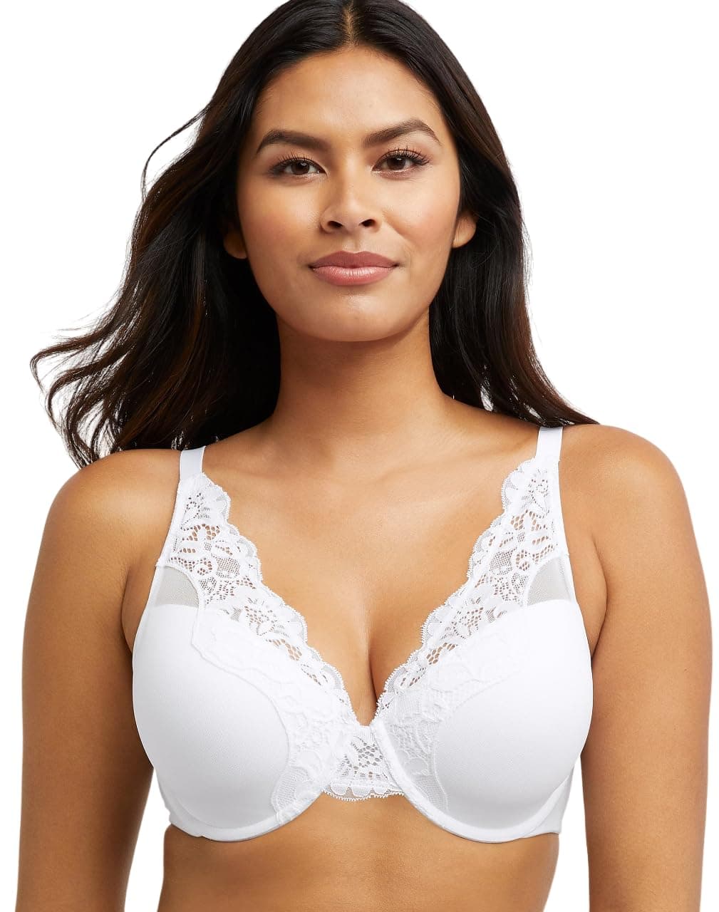 Bali Women's Lace Underwire Bra, One Smooth U Comfort Stretch Full-Coverage Lace Bras for Women, Convertible