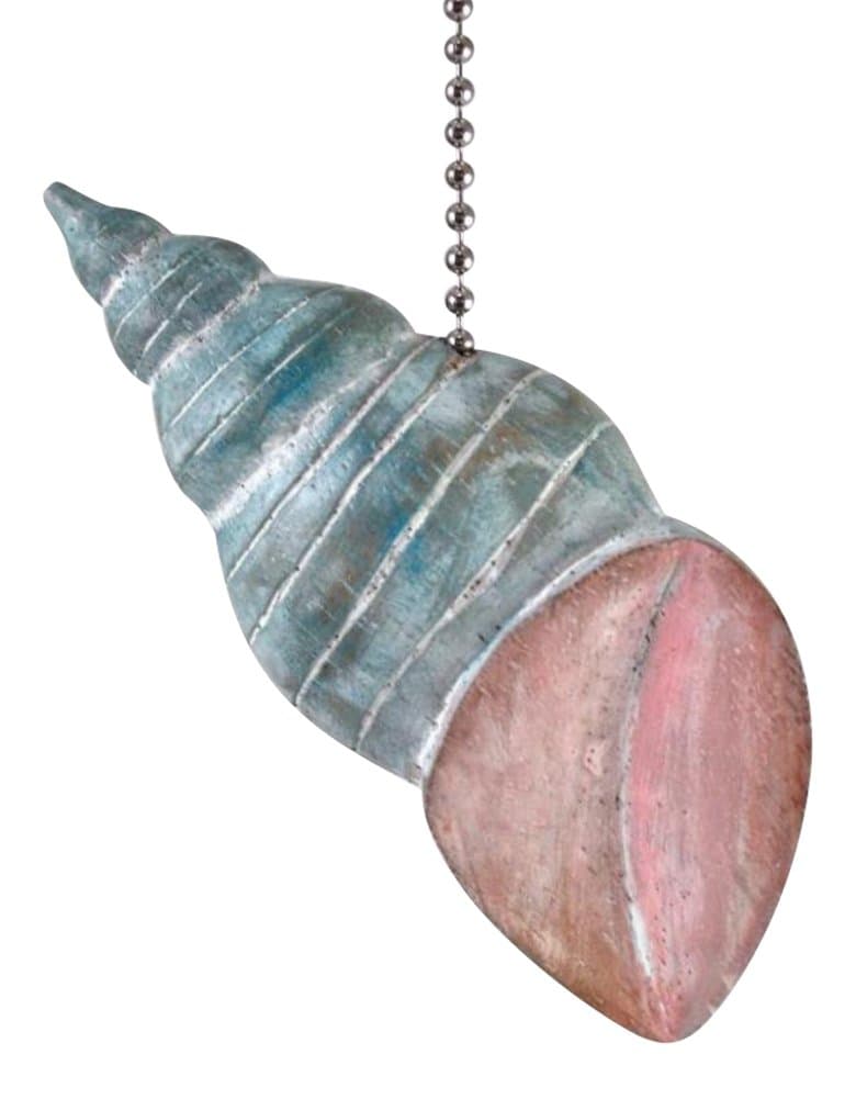 MTI Tropical Beach Turban Sea Shell Ceiling Fan Pull Carved Wood