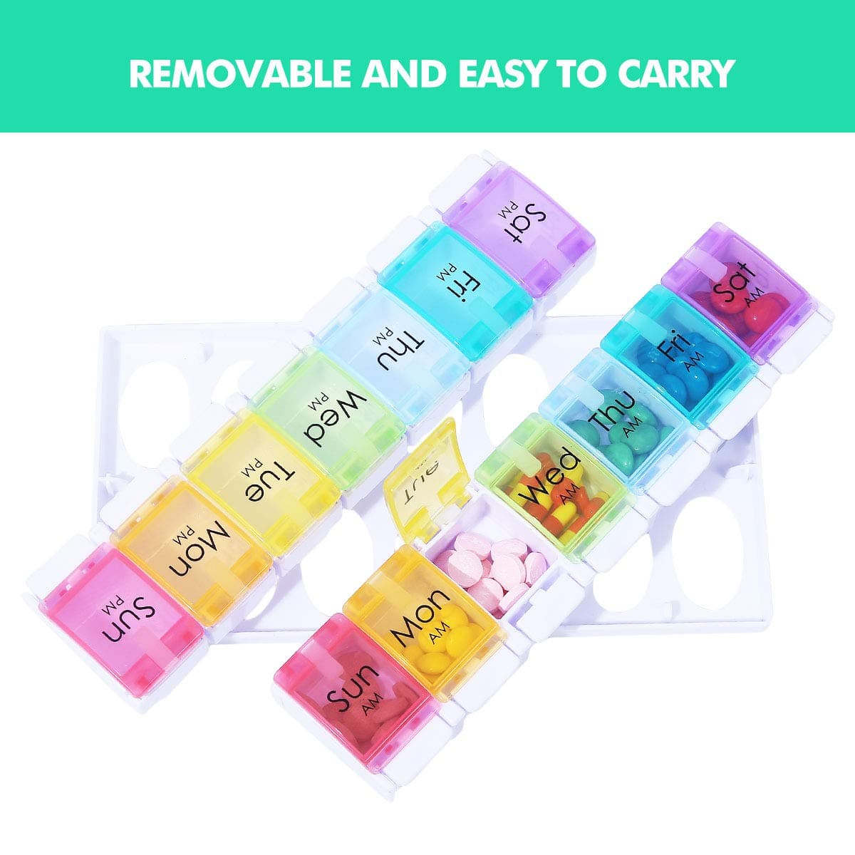 Digital Warehouse Rainbow Medicine Pill Seven-day Notebook Portable Storage Box, Suitable for Pills, Vitamins / Fish Oil / Tonic Travel, Work Drug Management Container