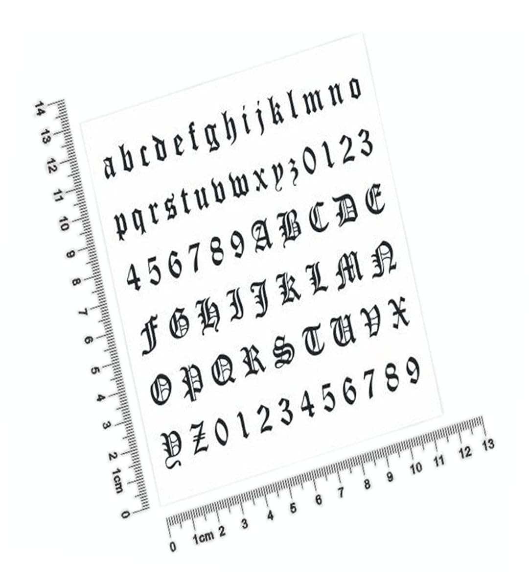 4 Sheets Gothic Number and Letter Tattoo Stickers, Small Removable Fake Tattoos DIY Name Freely Combined