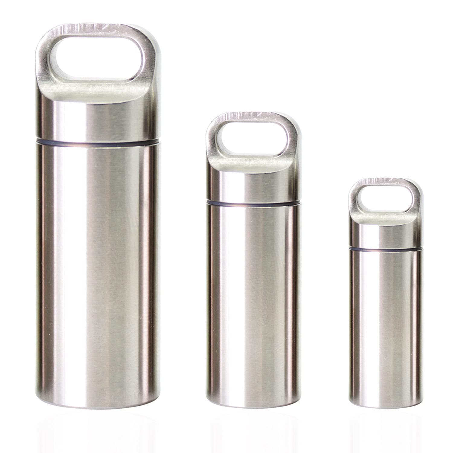 PPFISH 3 Air-Tight EDC Accessory Case, Pill Fob Capsule Keychain, Waterproof Match Case Battery Holder, Outdoor Survival Storage Metal Container Dry Box