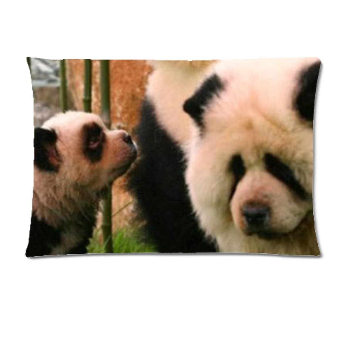 LSS Trading Chow Chow Panda Green Bamboo Tree Leaves Pillow Case 16 X24 inch Two Sides
