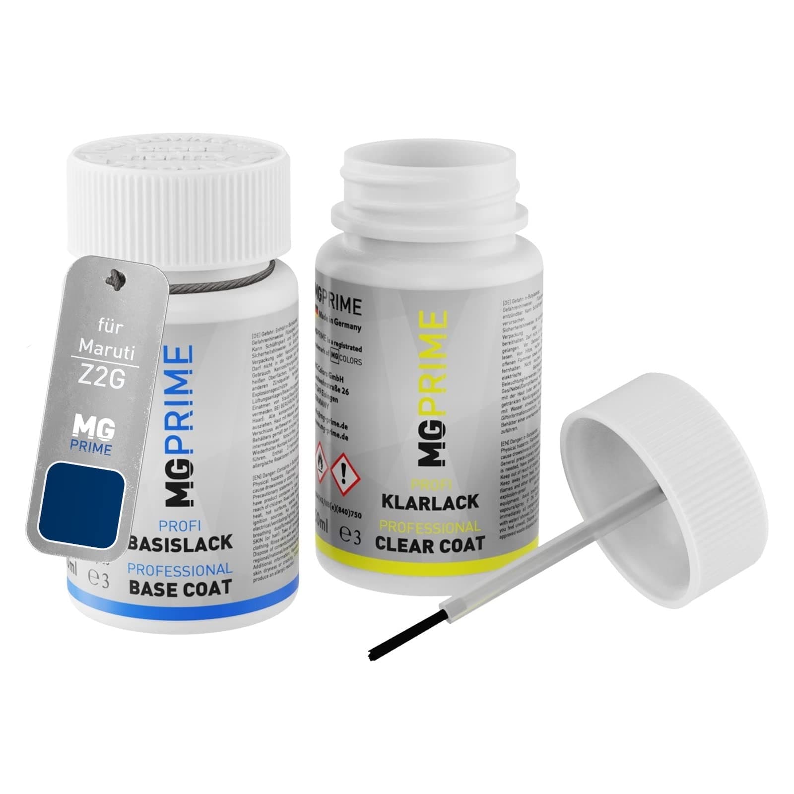 MG PRIME Car paint Touch-up pen set for Maruti Z2G Dolphin Blue Base coat clear coat 50ml each