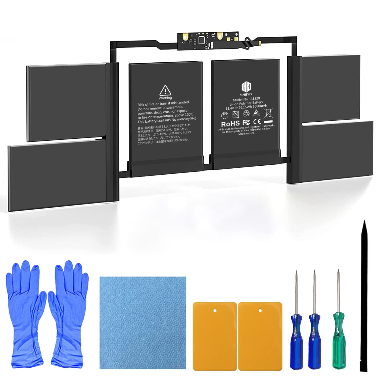 SNSYIY Battery A1820 Replacement for MacBook Pro 15 Inch A1707 (Late 2016, Mid 2017), Laptop Battery A1820 6680mAh EMC 3072 3162