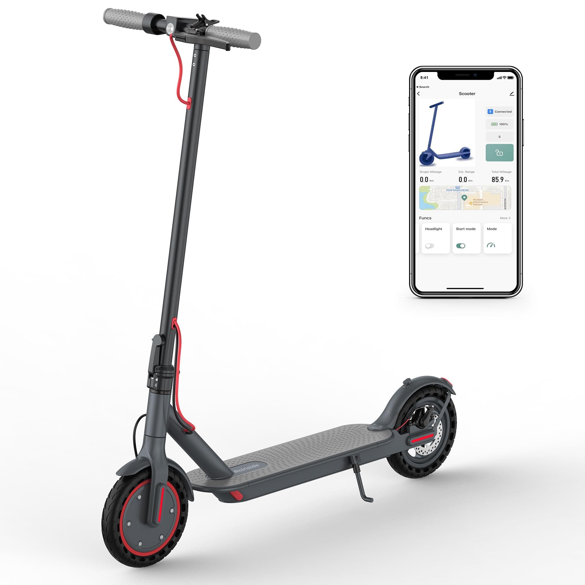 Electric Scooter - 8.5"/10''/14'' Solid Tires, 350W/500W Motor, Up to 19/22MPH& 16/21/23/24Miles Long-Range Portable Commuting Scooter for Adults with Double Braking System, App