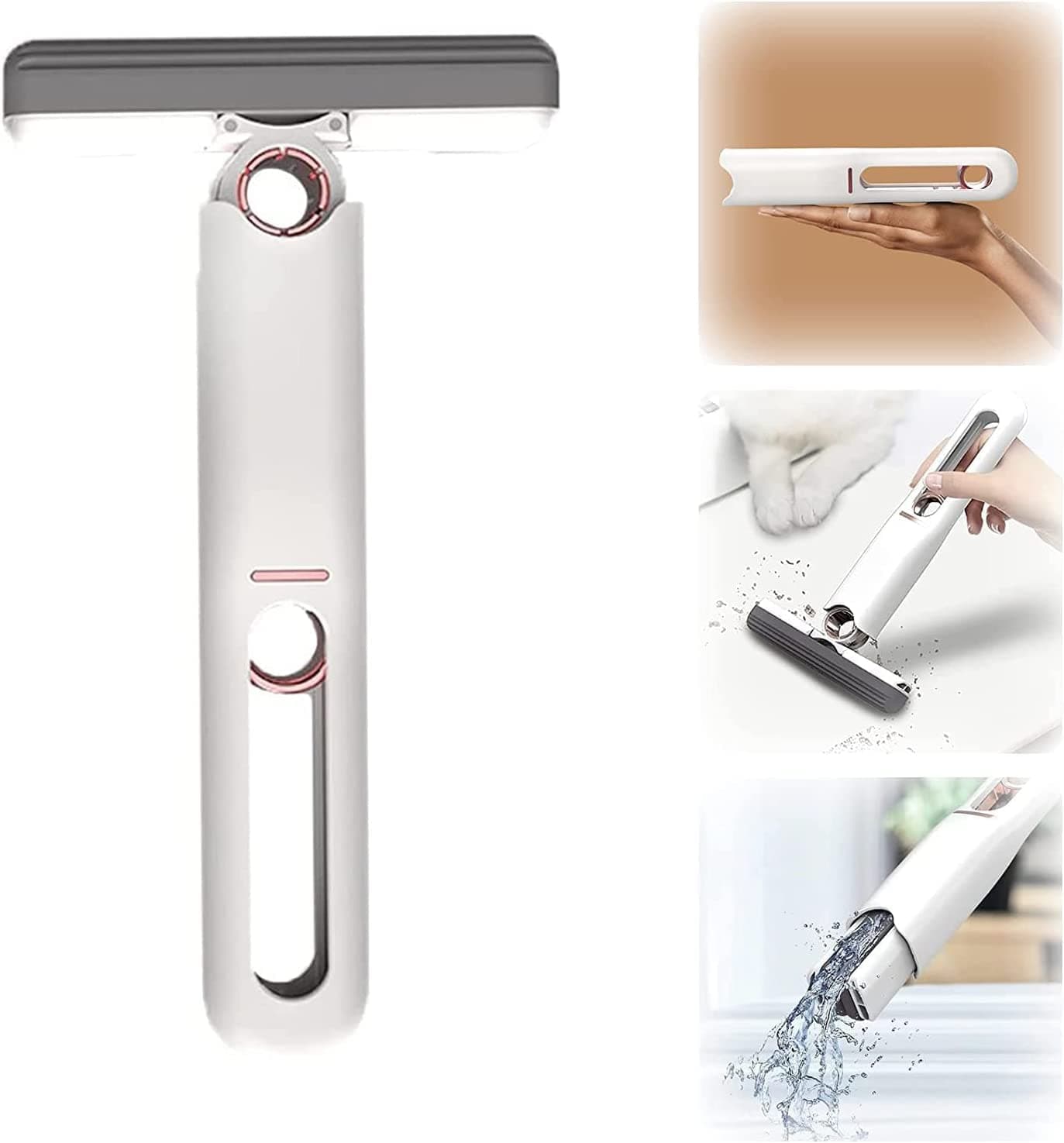 Yameem Hand-Washable Desktop Cleaning Mini Mop, Portable Self-Squeeze Mini Mop, Short Lazy Hand Wash-Free Strong Absorbent Bathroom Kitchens Tableware Desktop Glass