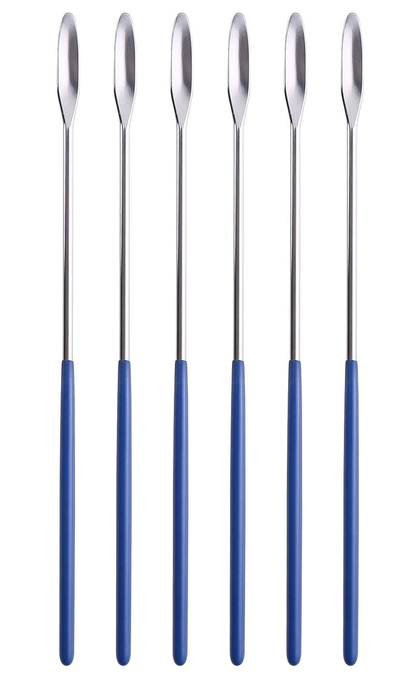 Aozita 6 Pack Lab Spatula - Micro Lab Spoon/Scoop with Nickel-Stainless Blade - Also Great Filler