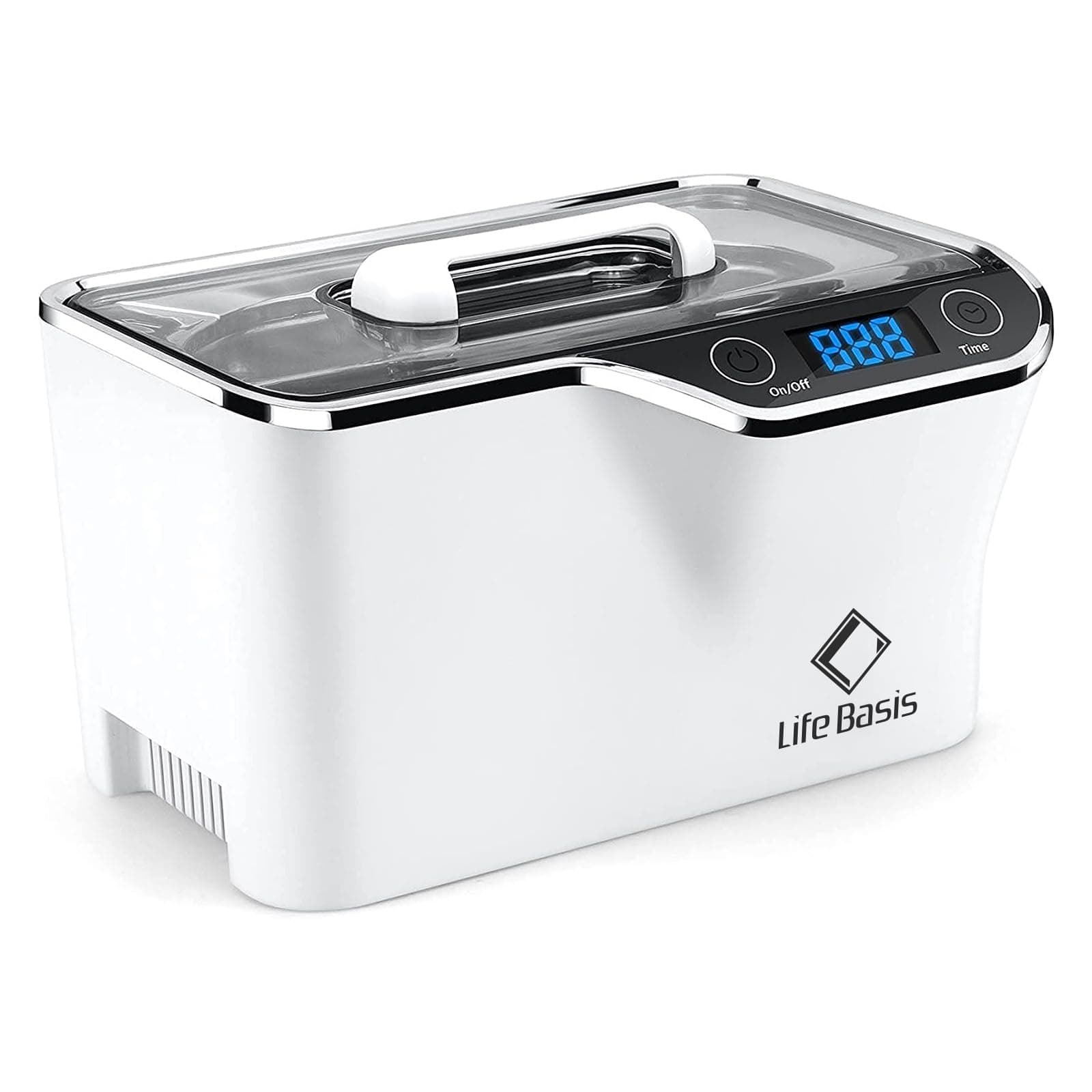 LifeBasis Ultrasonic Cleaner 600ml with Strong Vibration for Powerful Cleaning, Improved Specifications, 42,000Hz, Glasses Cleaner with 5-Stage Timer, Ultrasonic Cleaning Machine CDS-100, Desktop