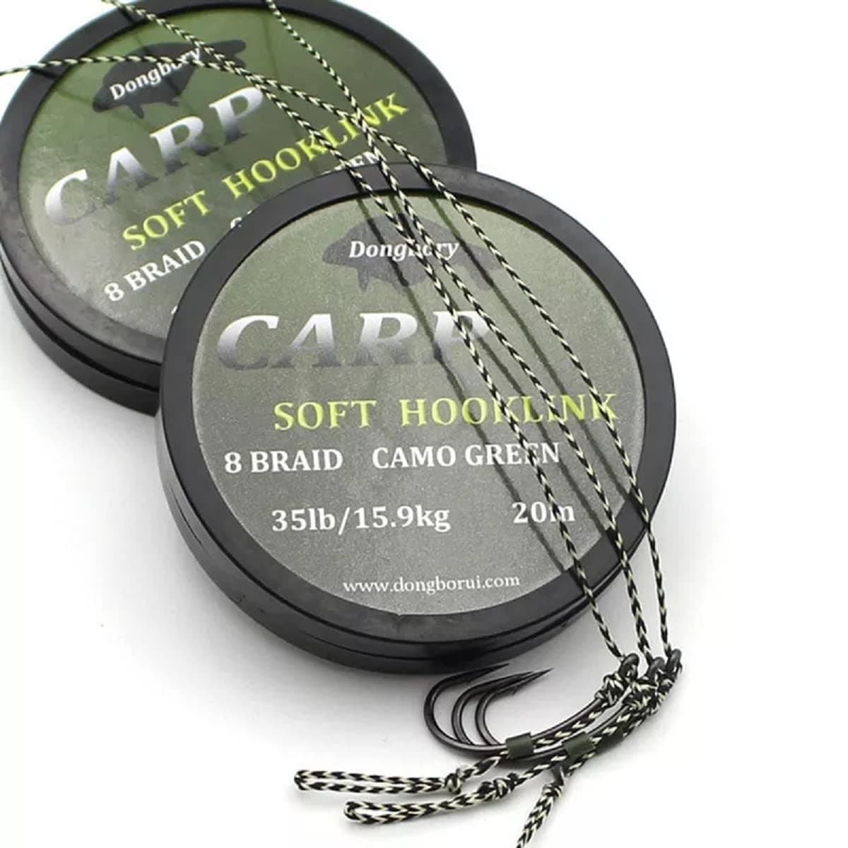 Carp Fishing Braid Hooklink – 20m Spool, 8-Strand Soft Braided Line, Camo Green, Strong & Supple for Hair Rigs, Rig Making & Coarse Fishing Pack of 1