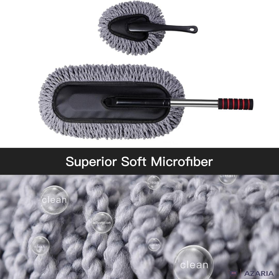 Azaria 5 PCS Microfiber Car Duster Kit - Interior & Exterior Car Cleaning Detailing Tool Scratch & Lint Free, Pollen Removing Extendable Long Handle Duster for Car & Motorcycle car Accessories (A1)