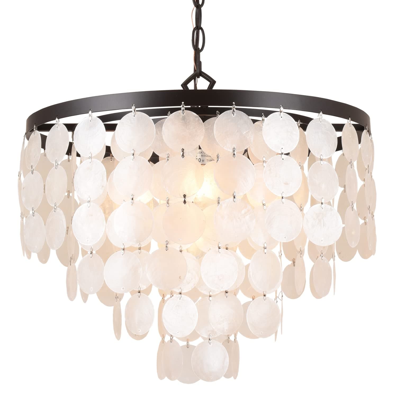 ALICE HOUSE 18.2" Capiz Shell Chandeliers for Dining Room, Antique Bronze Finish, 5 Light Pendant Light for Kitchen, Entryway, Bedroom and Bathroom, ETL Listed, AL1701-P5