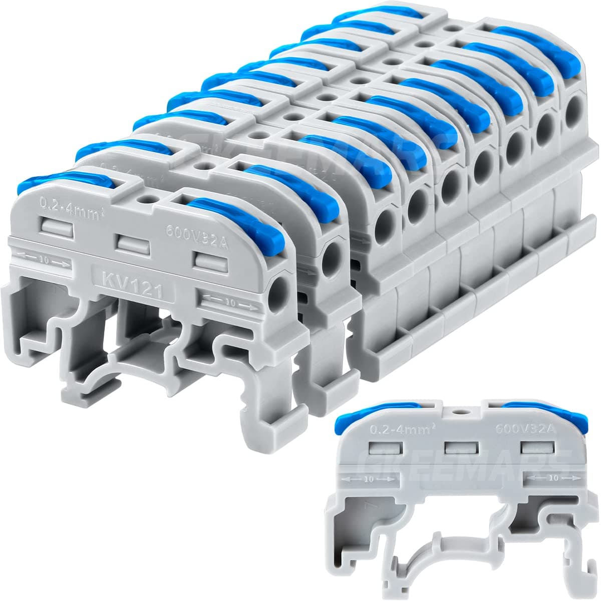 GKEEMARS DIN Terminal Blocks, Universal Wiring Connector Lever Wire for Electrical Wires KV-121 (50 Pcs)