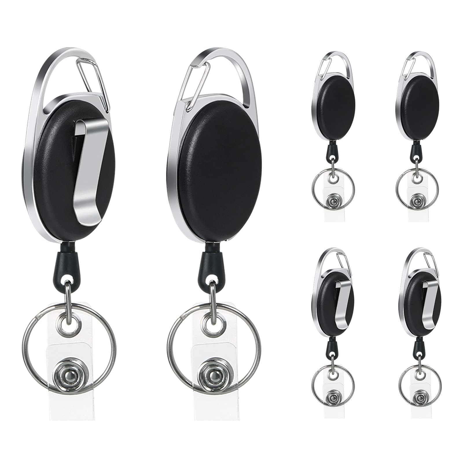 Vicloon Badge Reel 6 Pcs Badge Tether with Clips, Reel Clips Retractable Badges Holders with Key Belt Reel for Key Ring ID Card and Belt Clip Attachment