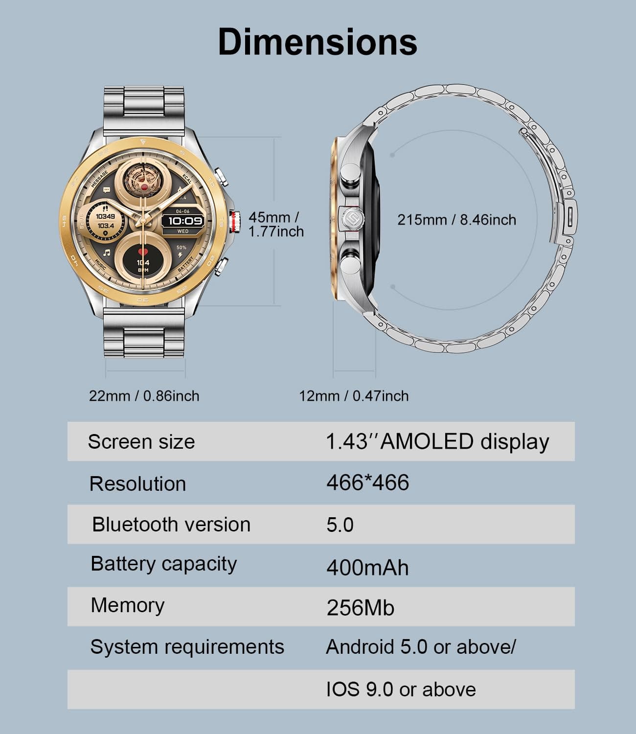 LIGE Smart Watch for Men 1.43'' AMOLED with 3 Straps and Answer/Make Call,Fitness Watch 100+ Sports Modes,Heart Rate Sleep Monitor Smartwatch for Android iOS Phones (silver steel+leather brown)