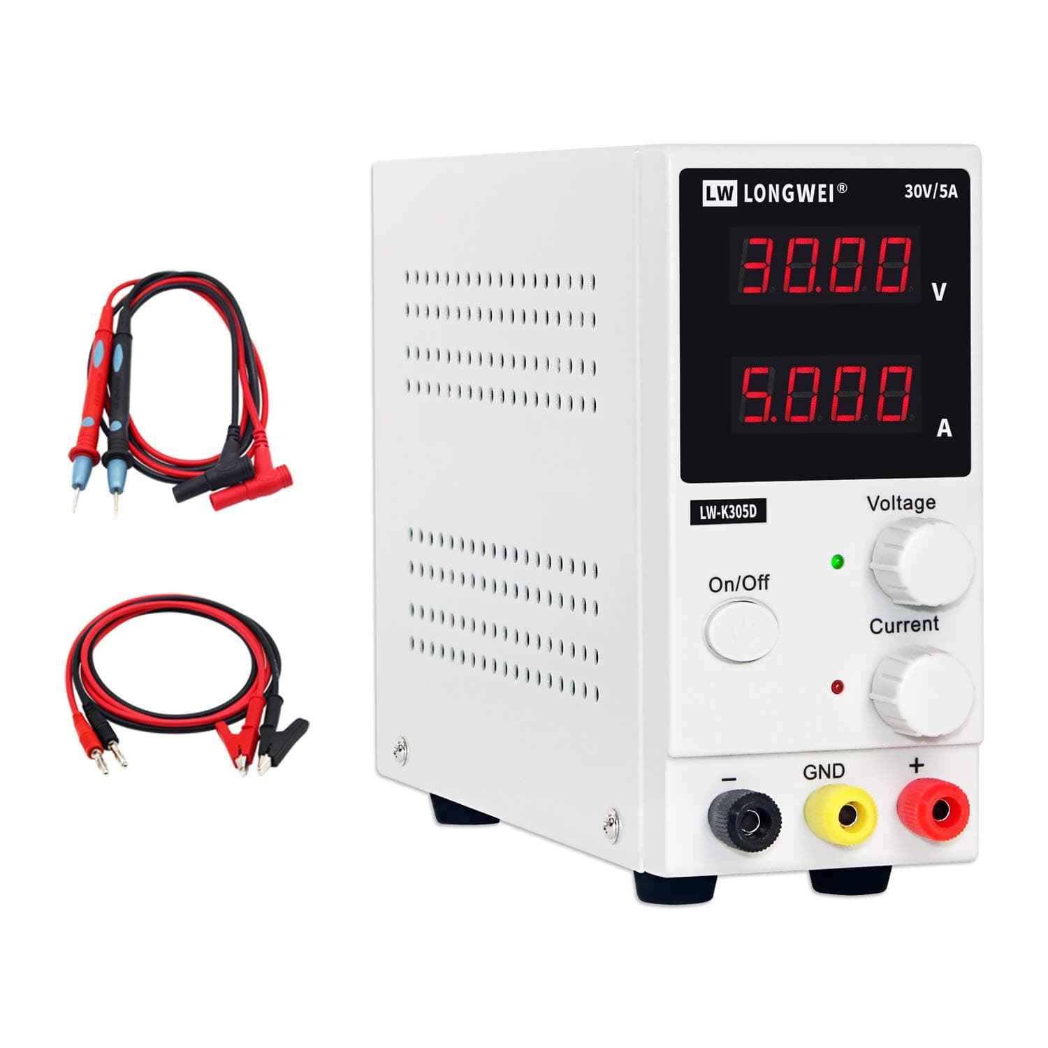 DC Power Supply Variable 30V 5A, 4-Digital LED Display, Precision Adjustable Regulated Switching Power Supply Digital with Alligator Leads UK Power Cord (Precision 00.01V,0.001A).