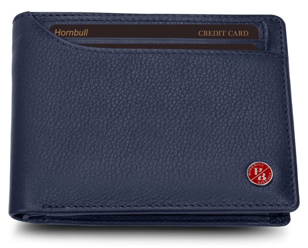 HORNBULLNicolas Navy Leather Wallet for Men | RFID Blocking Mens Wallet | Wallets Men Leather