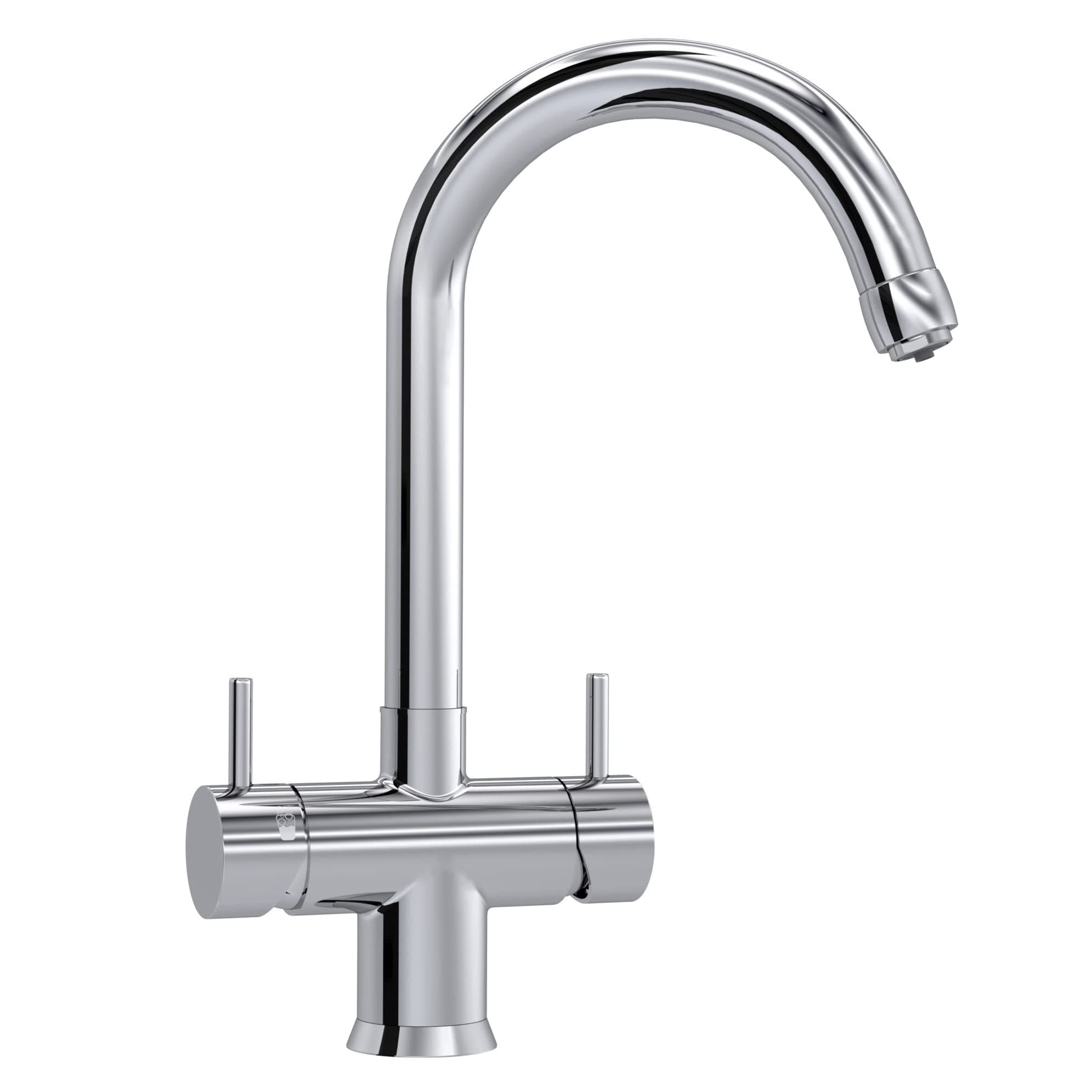Nobius 5 Way Tap C Spout Chrome for Cold/Hot Untreated Tap Water and 3 Additional Water Types of Still, Cool and Carbonated.