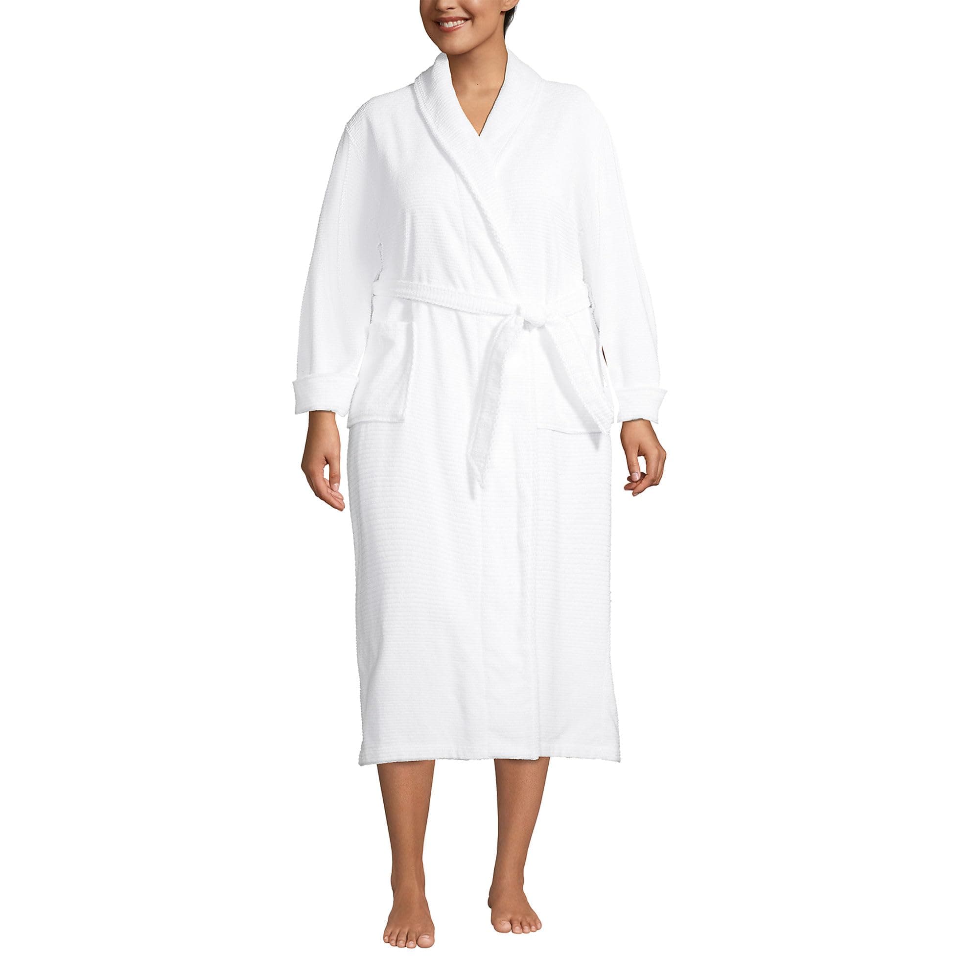 Lands' End Women's Cotton Terry Long Spa Bath Robe