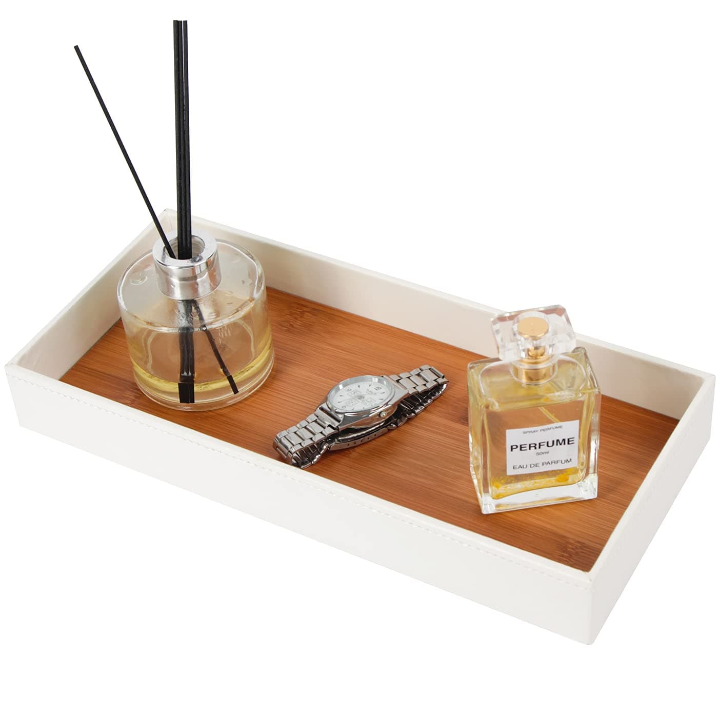Leather Bamboo Valet Tray For Women-MK205B