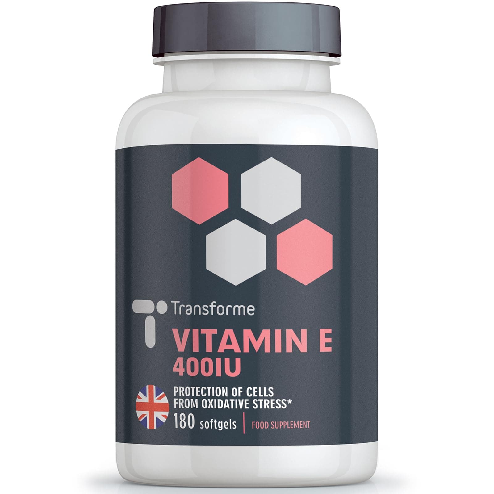 Transforme Vitamin E Capsules 400iu, 180 High Absorption Softgels for Skin, Eyes & Immune System, 6 Month Supply, Gluten Free, UK Made