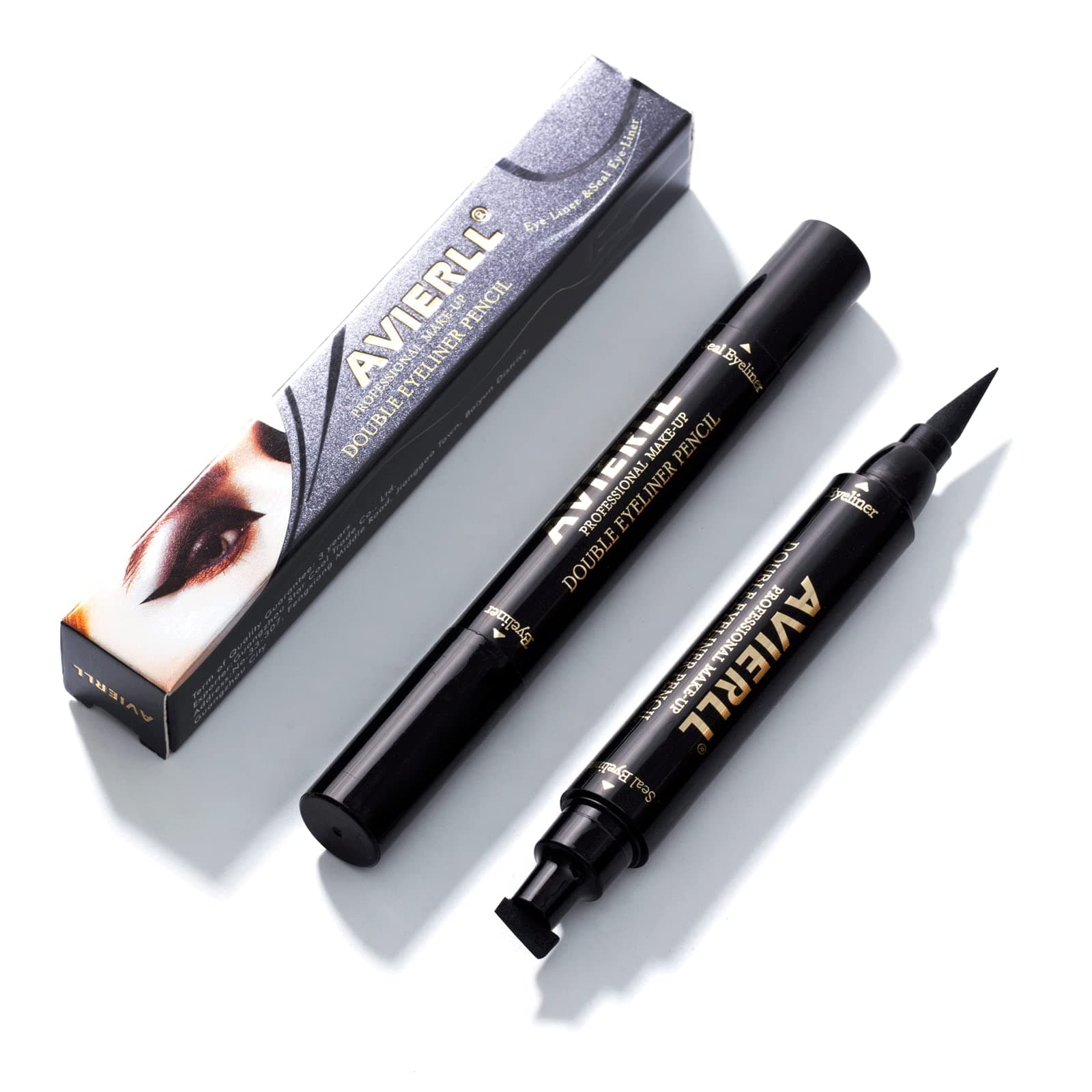 Winged Eyeliner Stamp-2 Pens, Waterproof Long Lasting Quick Flick Wingliner, Lasting Smudgeproof Natural Cat Eye Vamp Liquid Eye Liner Black(Small Triangle)
