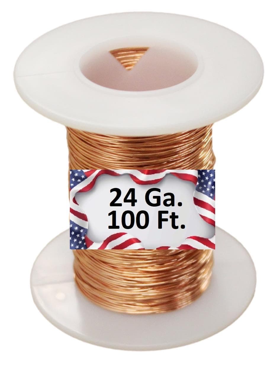 Bare Round Copper Wire/Choose : 10 Ga to 30 Ga (24 Ga - 100 Ft Spool)