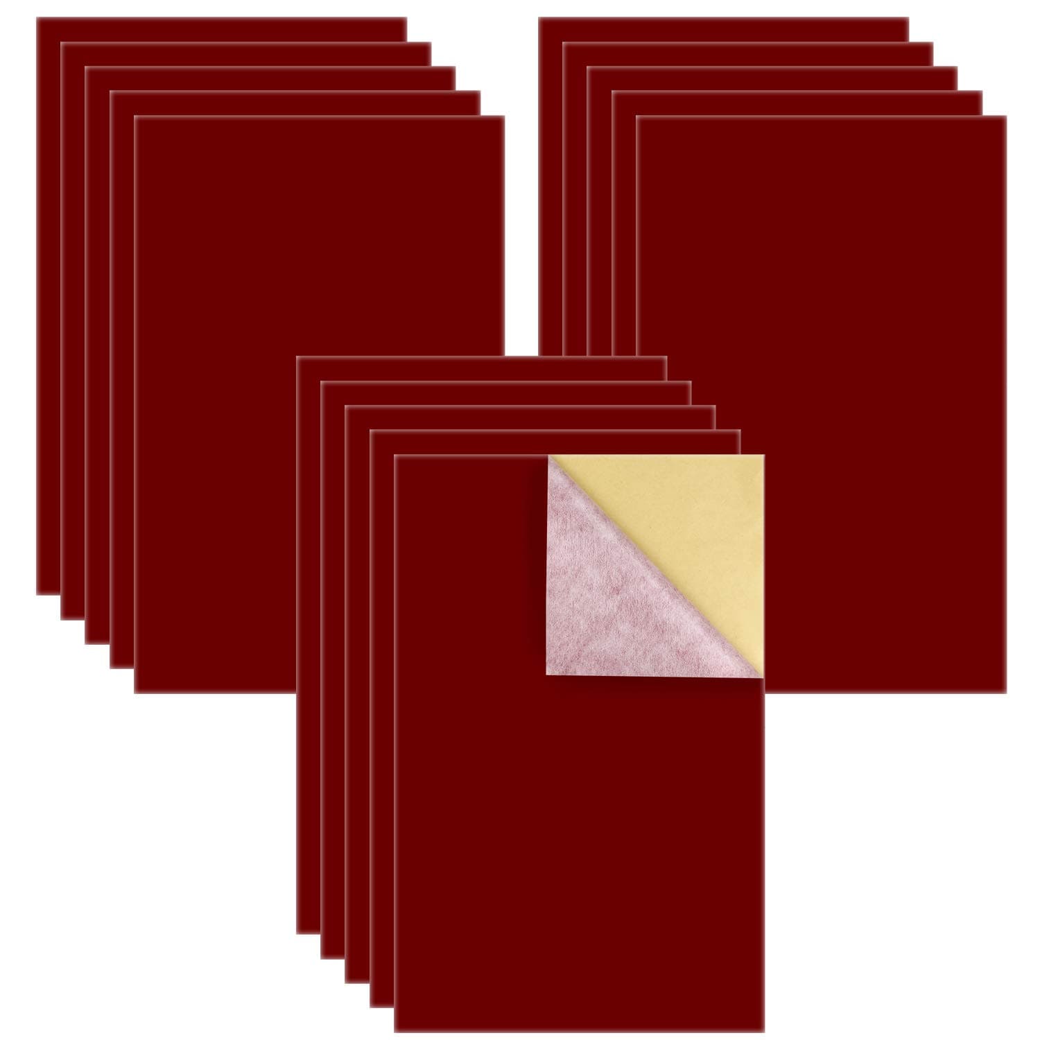 Thyores 15PCS Red Velvet Fabric Sticky Back Adhesive Back Sheets, Self-Adhesive Velvet Fabric for Jewelry Drawer Craft and Craft Making (8.3" x 11.8") A4 Sheet