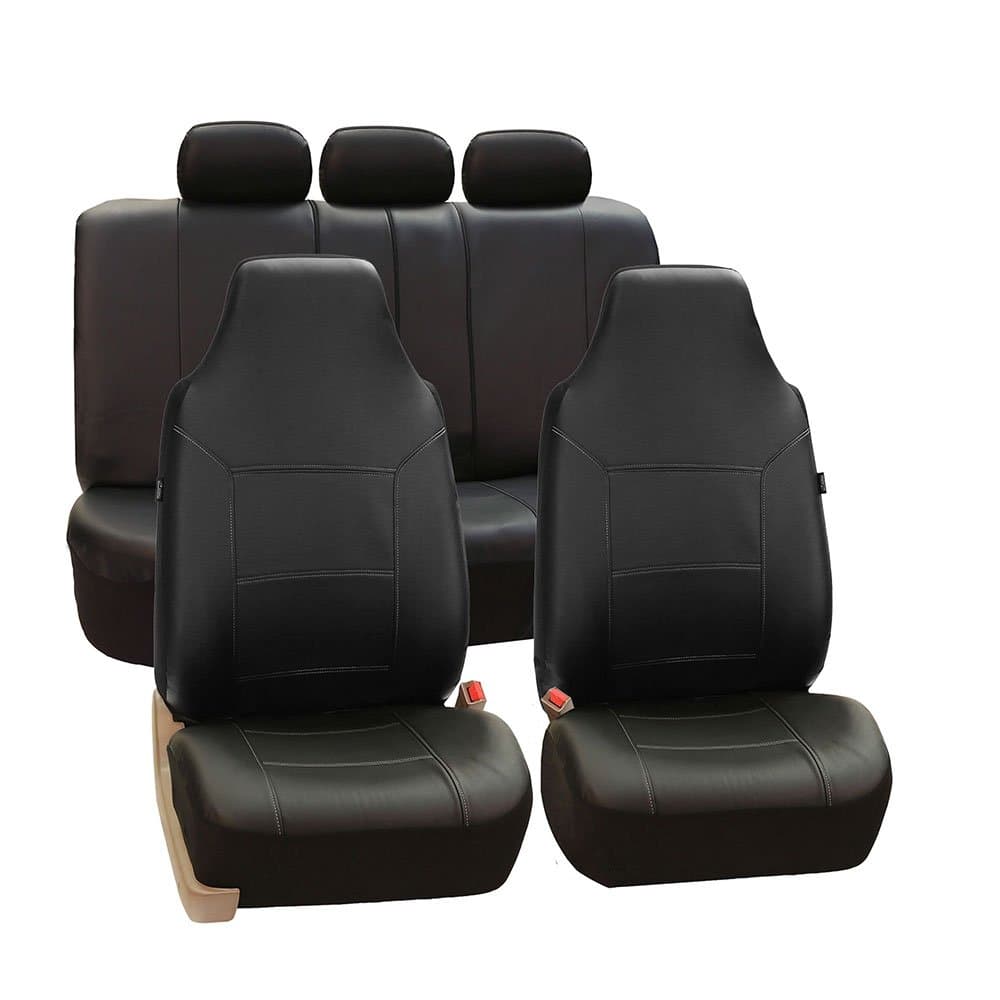 FH GROUPFull Set PU Leather Car Seat Covers – Black