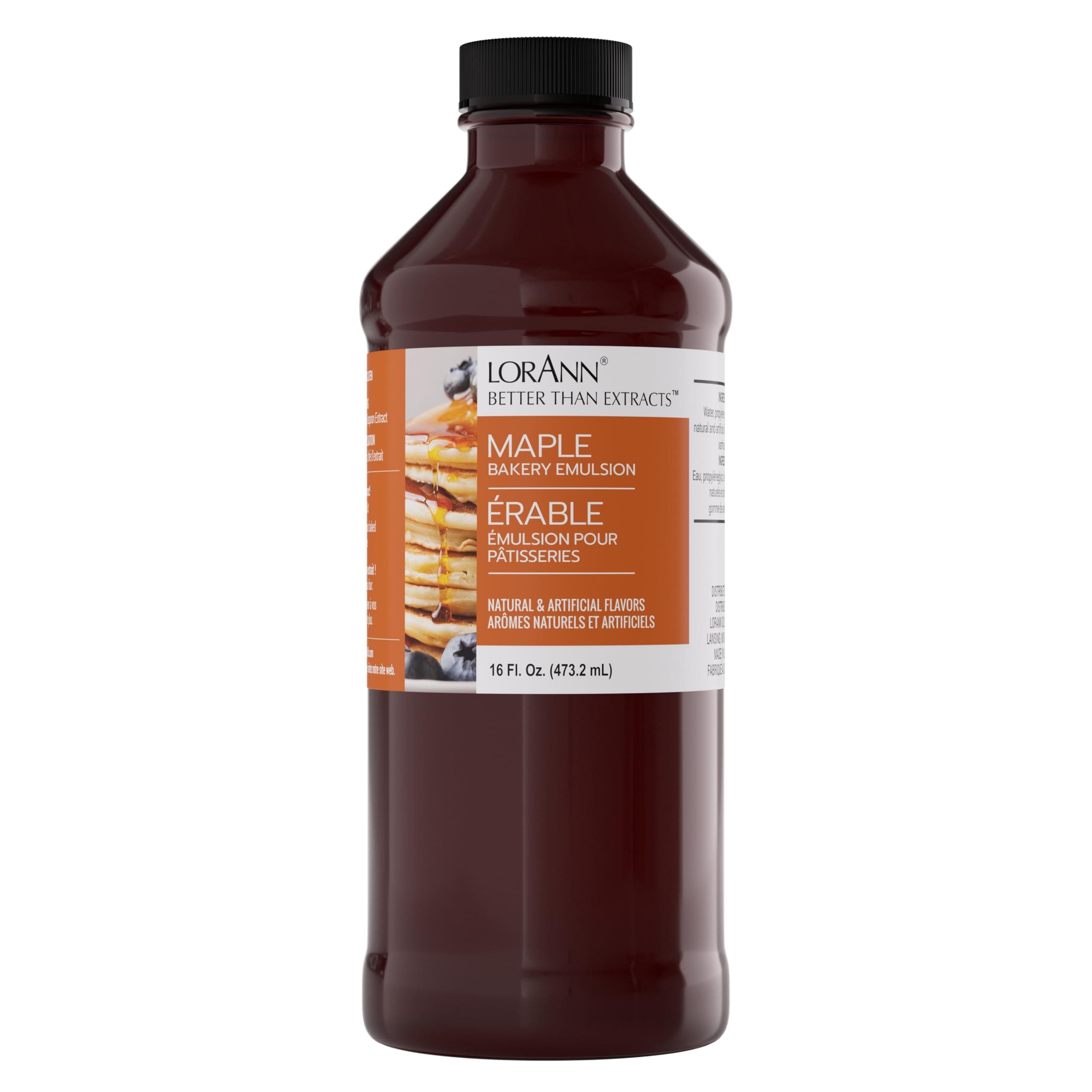 LorAnn Oils Maple Bakery Emulsion: True Essence, Ideal for Boosting Fruit Tones in Cakes, Cookies & Desserts, Gluten-Free, Keto-Friendly, Extract Substitute Essential for Your Kitchen, 16 Oz
