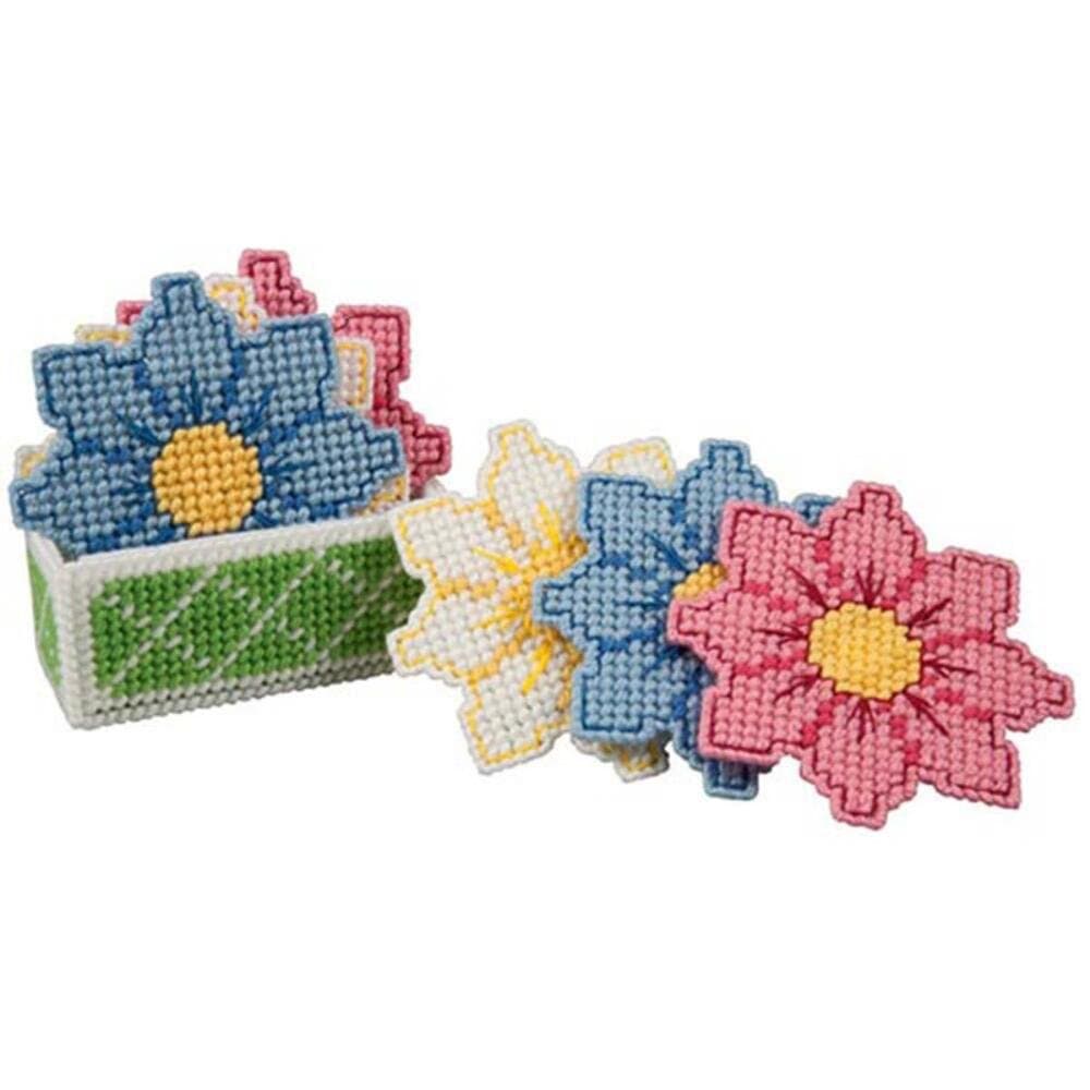 Craftways Daisy Coasters with Holder Plastic Canvas Kit