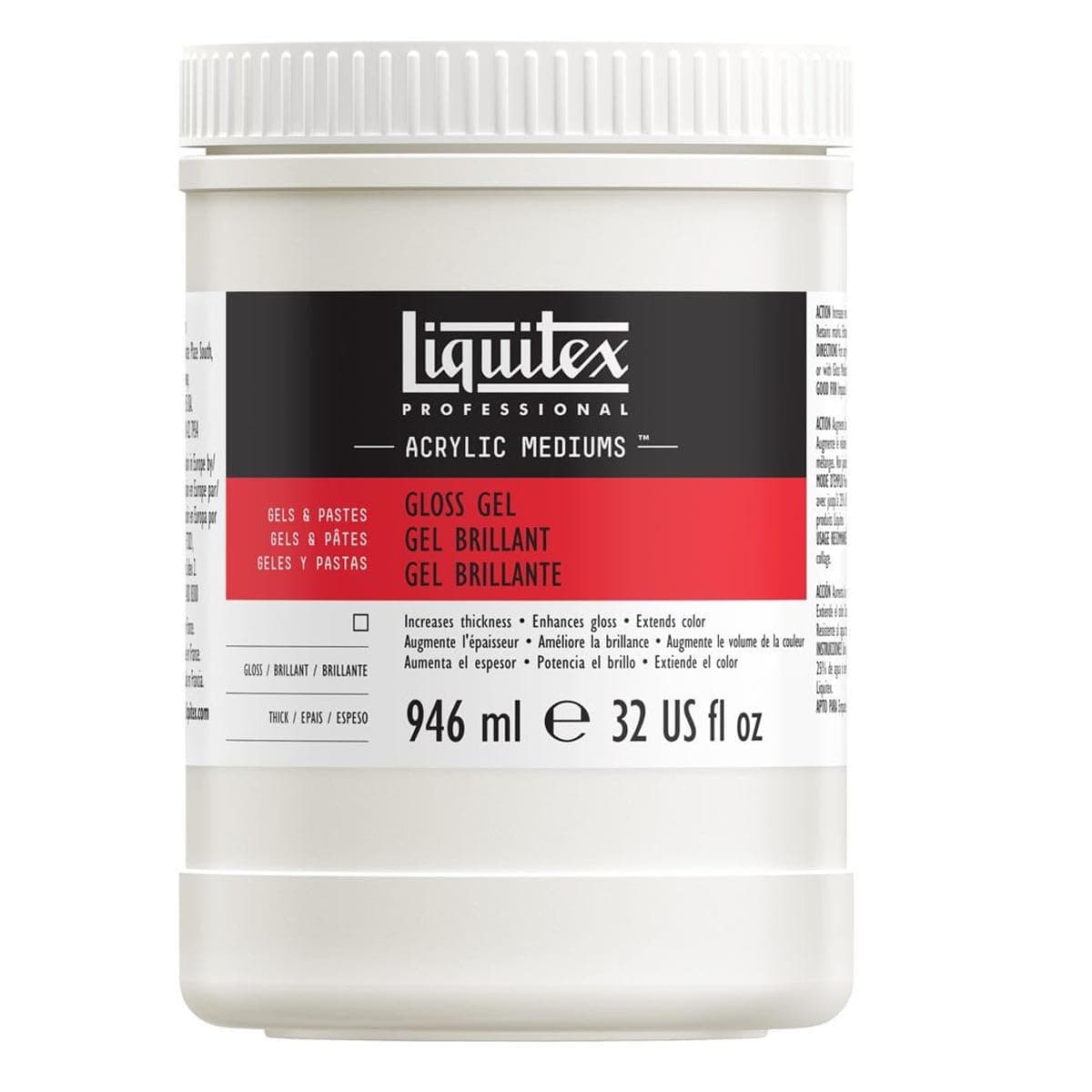 Liquitex Professional Gloss Gel Medium, 32-Oz (5732), White