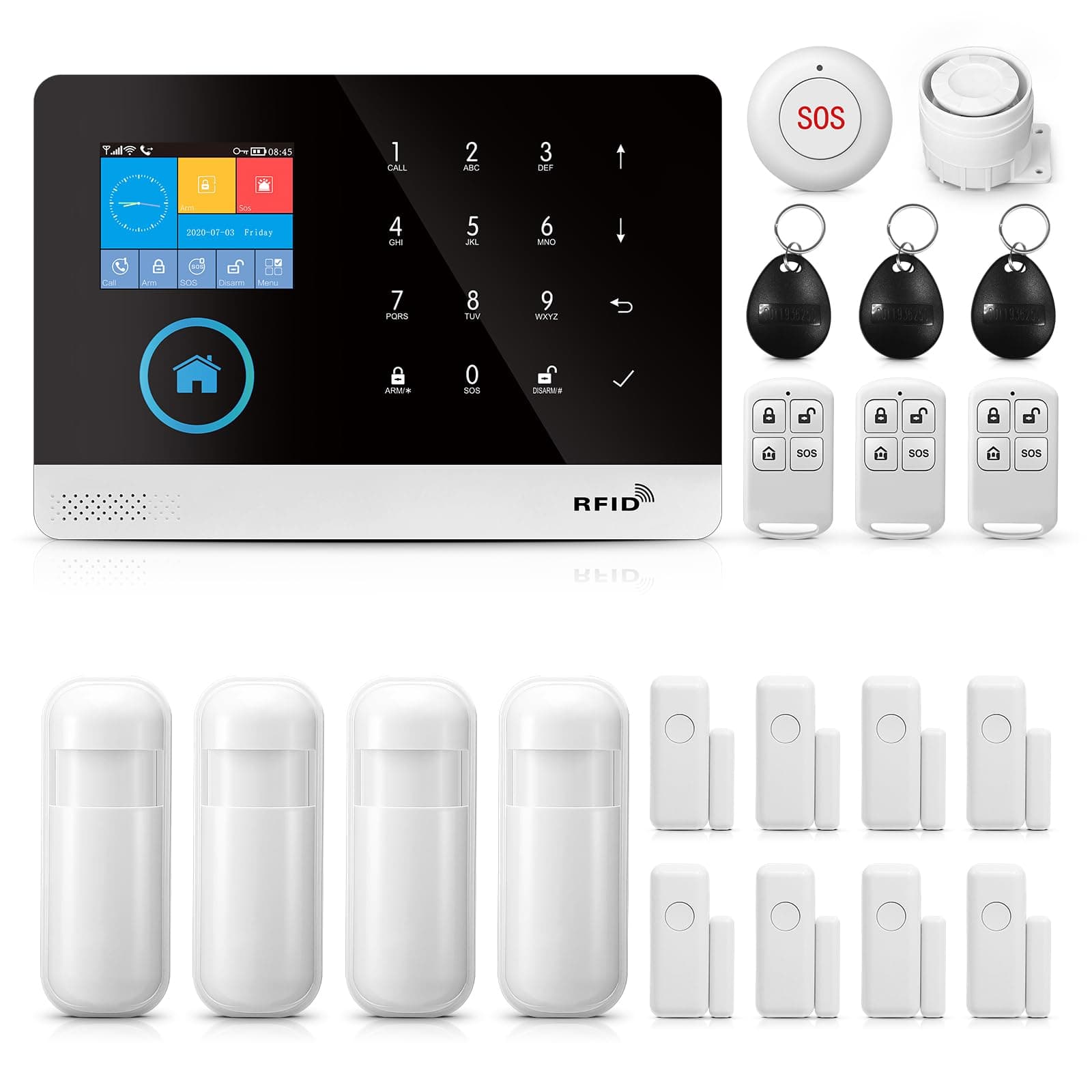 PGST WiFi+GSM/4G Home Smart Alarm Security System,DIY Wireless Burglar Alert System,Motion Detector,Remote Controls,Door Sensor,APP Control,NO Monthly Fees, Work with Alexa and Google (PG-103-4G-E)