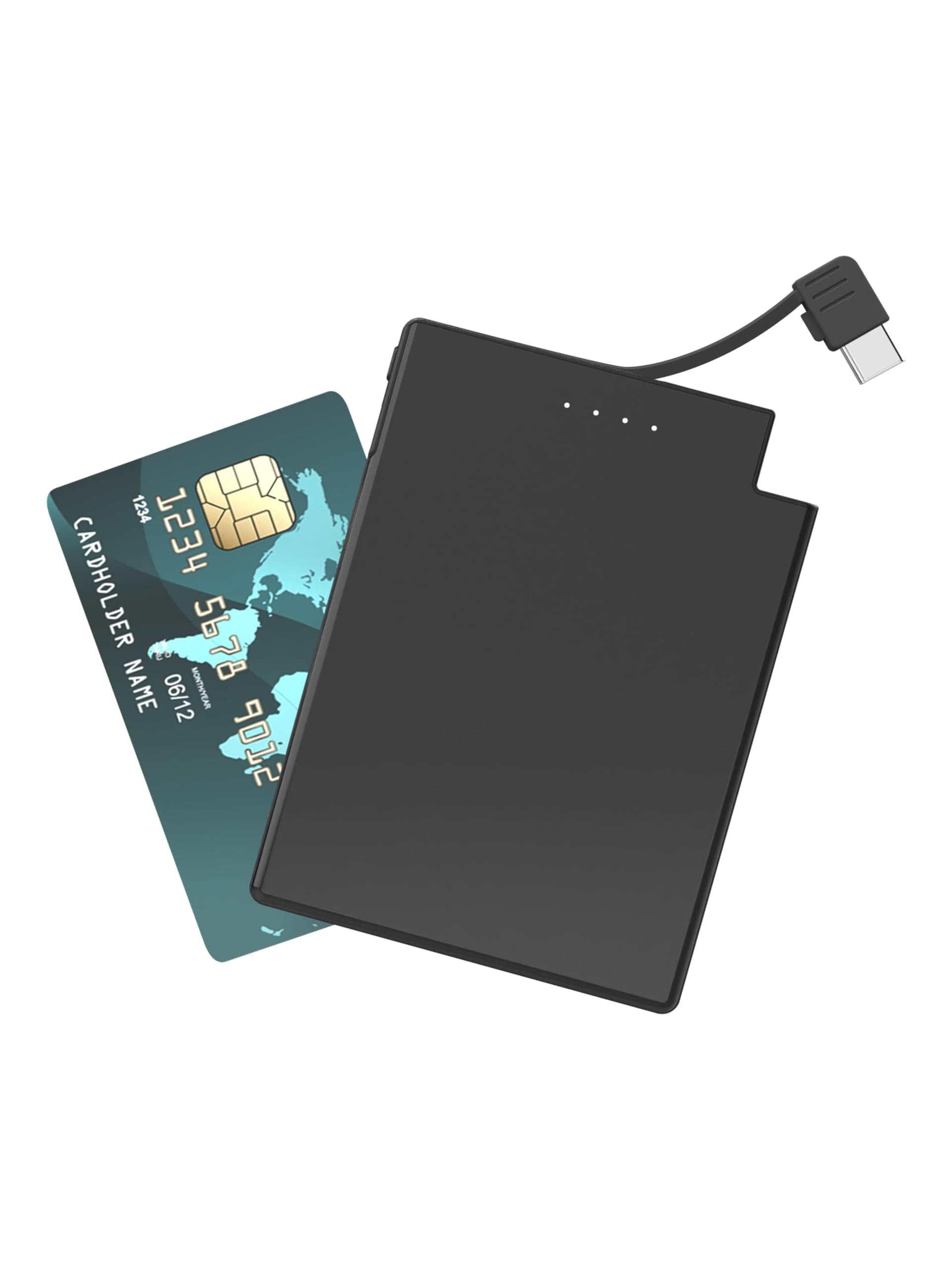 Slim Portable Charger with Built in Cable - Ultra Thin Power Bank Compatible with iPhone 15 Series Samsung Galaxy/Note Google Pixel and Other Android USB-C Smartphones