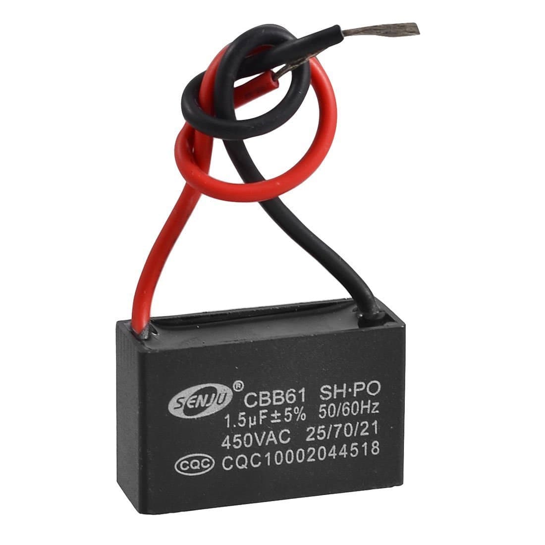 SENJU CBB61 AC 450V 1.5uF 2-wire Terminal Ceiling Fan Motor Run Capacitor