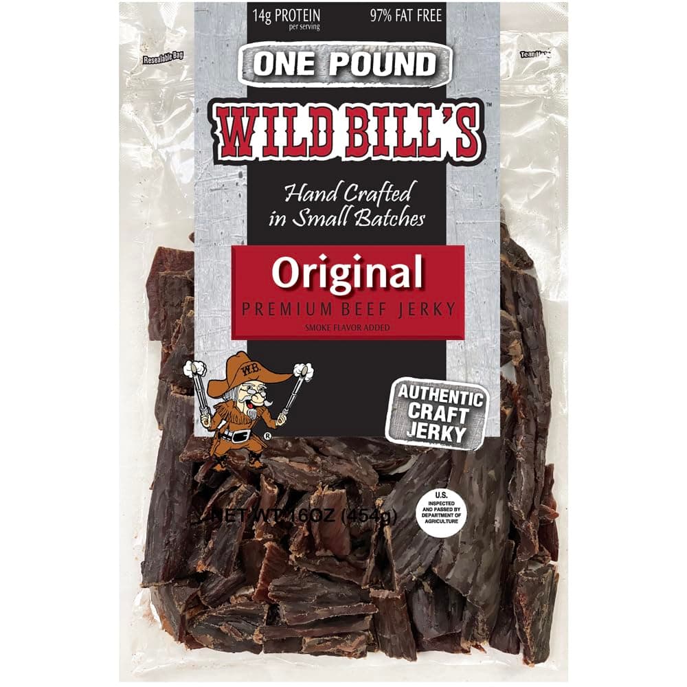 Wild Bill’s Hickory Smoked Beef Jerky Pieces 16 Ounce Pack