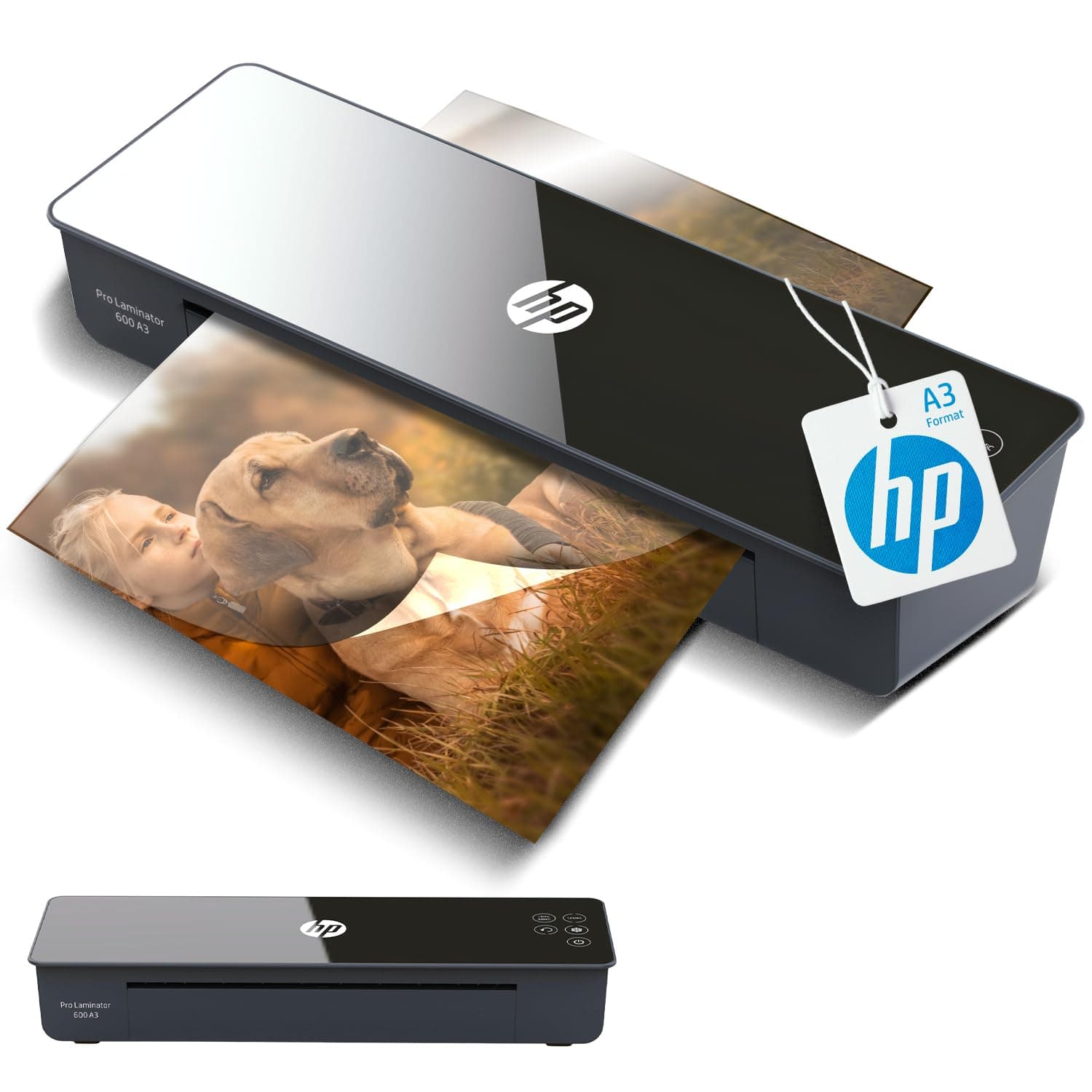 HP 3164 DIN A3 Pro Laminator 600 75/80-125 Micron + Laminating Pouches, black