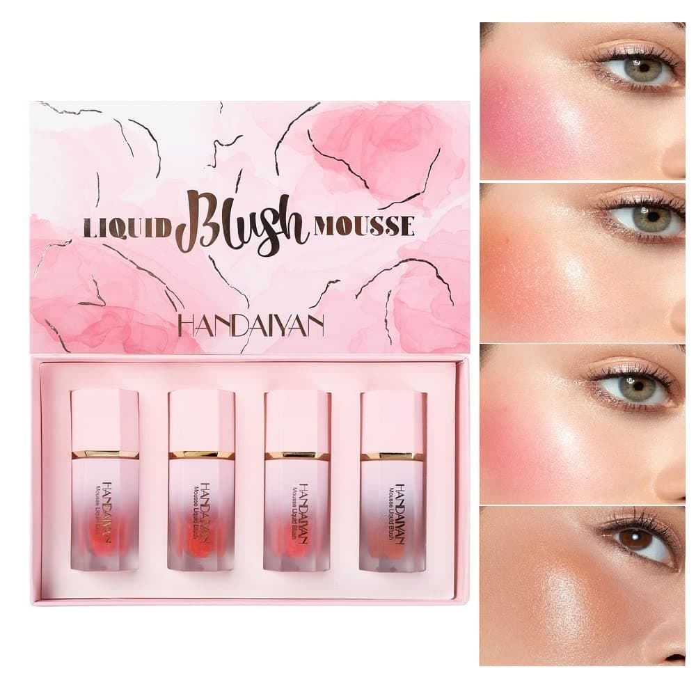 Liquid Cream Blush with Sponge Applicator - Velvet Matte Blusher for a Natural Glow, Moisturizing Rouge Cream Cheek Tint Peach Blush (B)