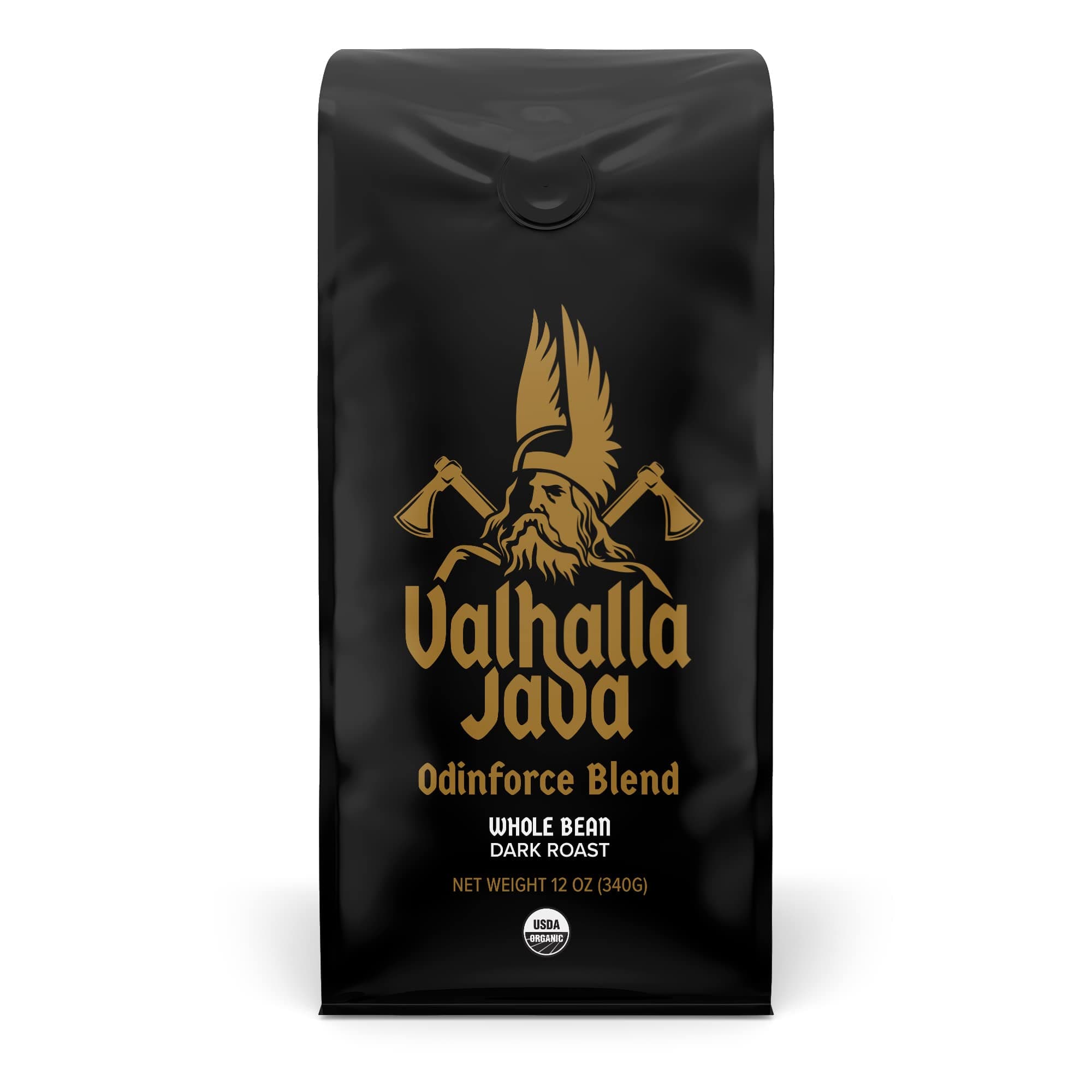 Valhalla Java Odinforce Blend Whole Bean, USDA Organic and Fair Trade, 12 oz (Pack of 1)
